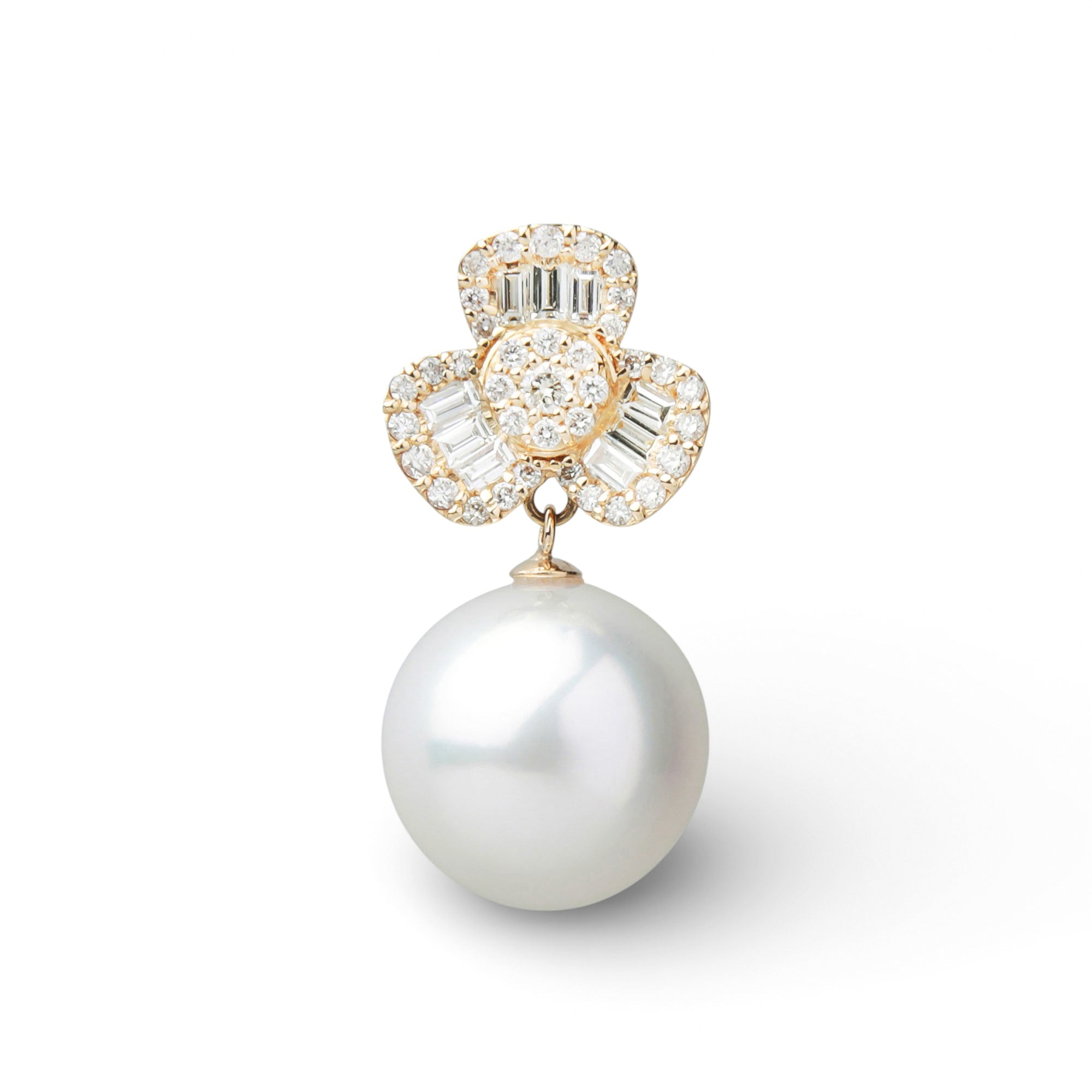 South Sea White Pearl Pendant Top 11mmUP K18YG with Aurora Phoenix Certification