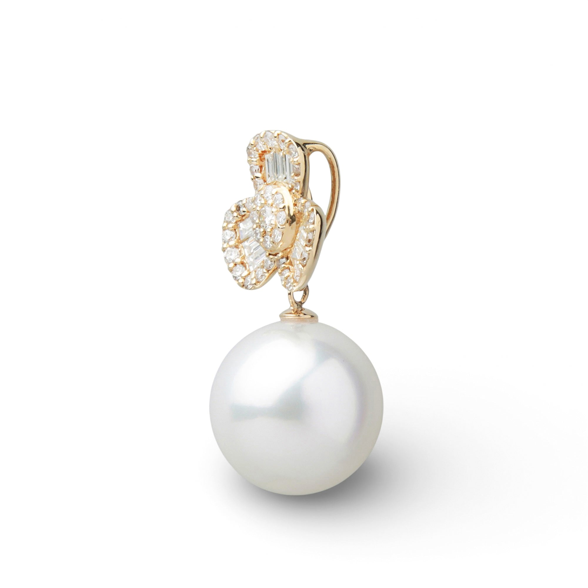 South Sea White Pearl Pendant Top 11mmUP K18YG with Aurora Phoenix Certification
