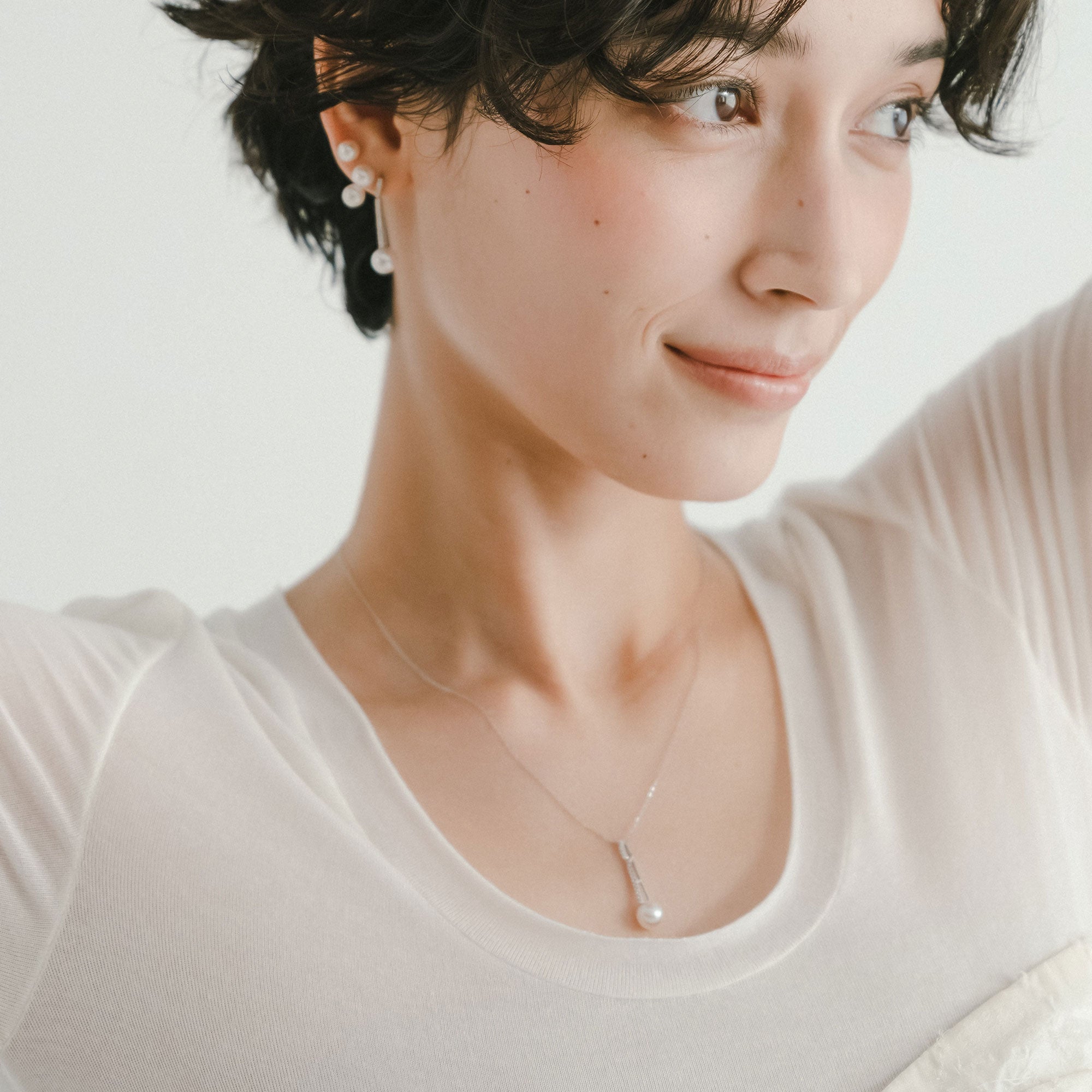 Akoya Pearl Line Pendant 7.0-7.5mm K18YG/PT900
