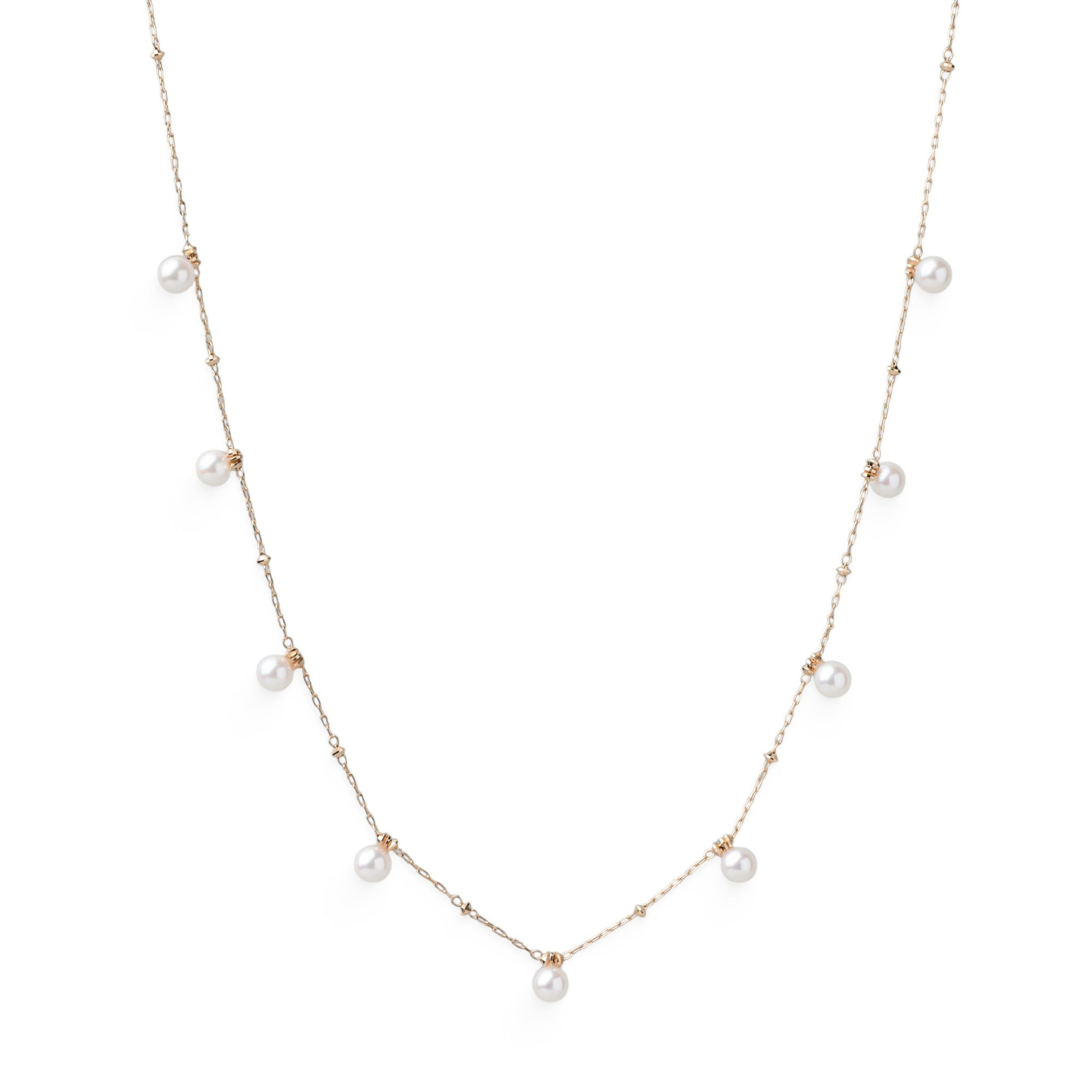 Akoya Pearl Station Necklace 3.5-4.0mm K18YG