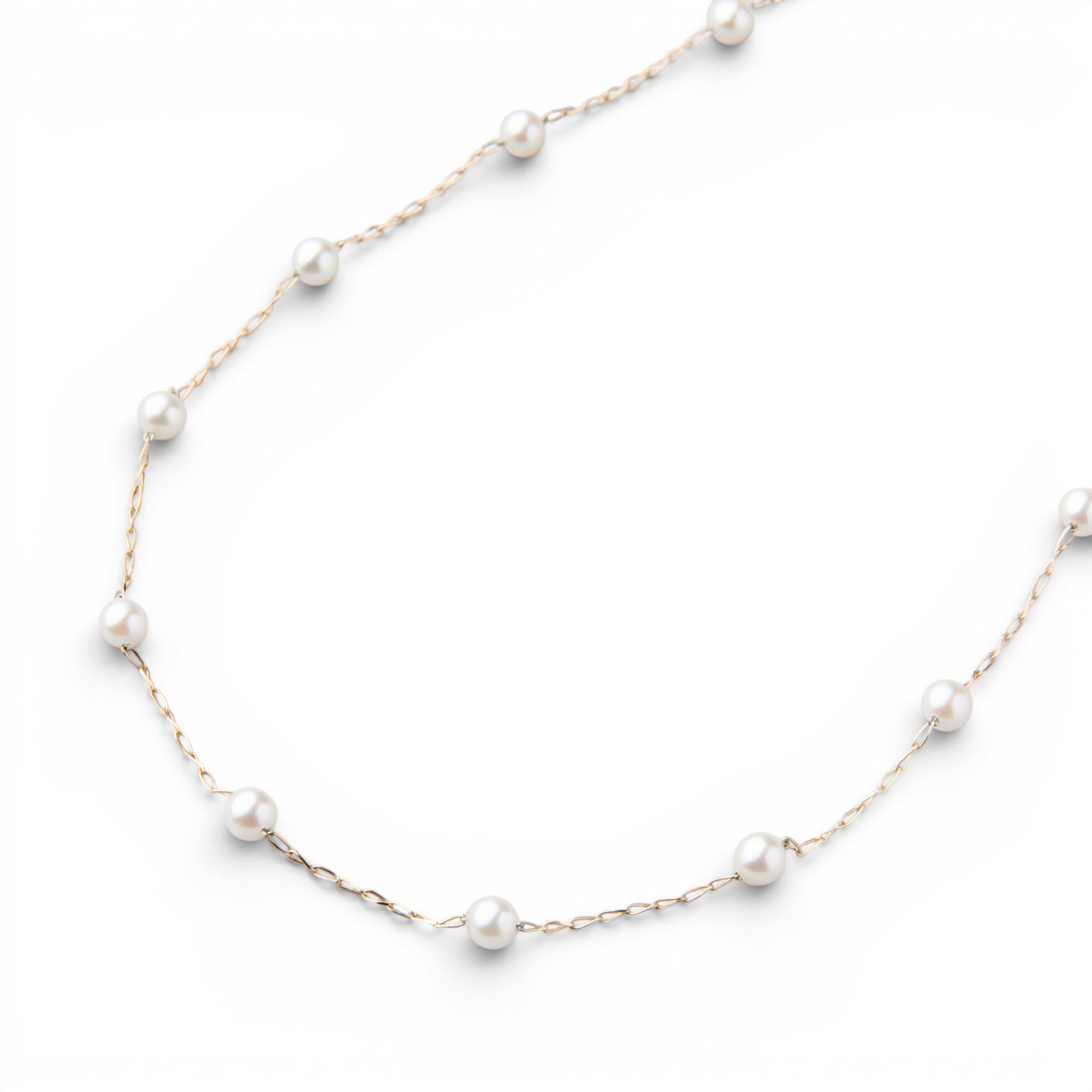 Akoya Pearl Station Necklace 3.5-4.0mm K18YG