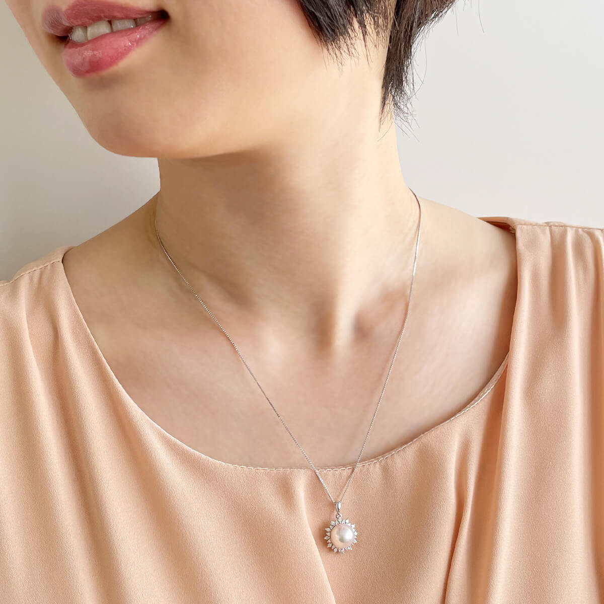 极光花珠Akoya珍珠吊坠 8.5-9.0mm PT900 -顶级品质-[WSP]