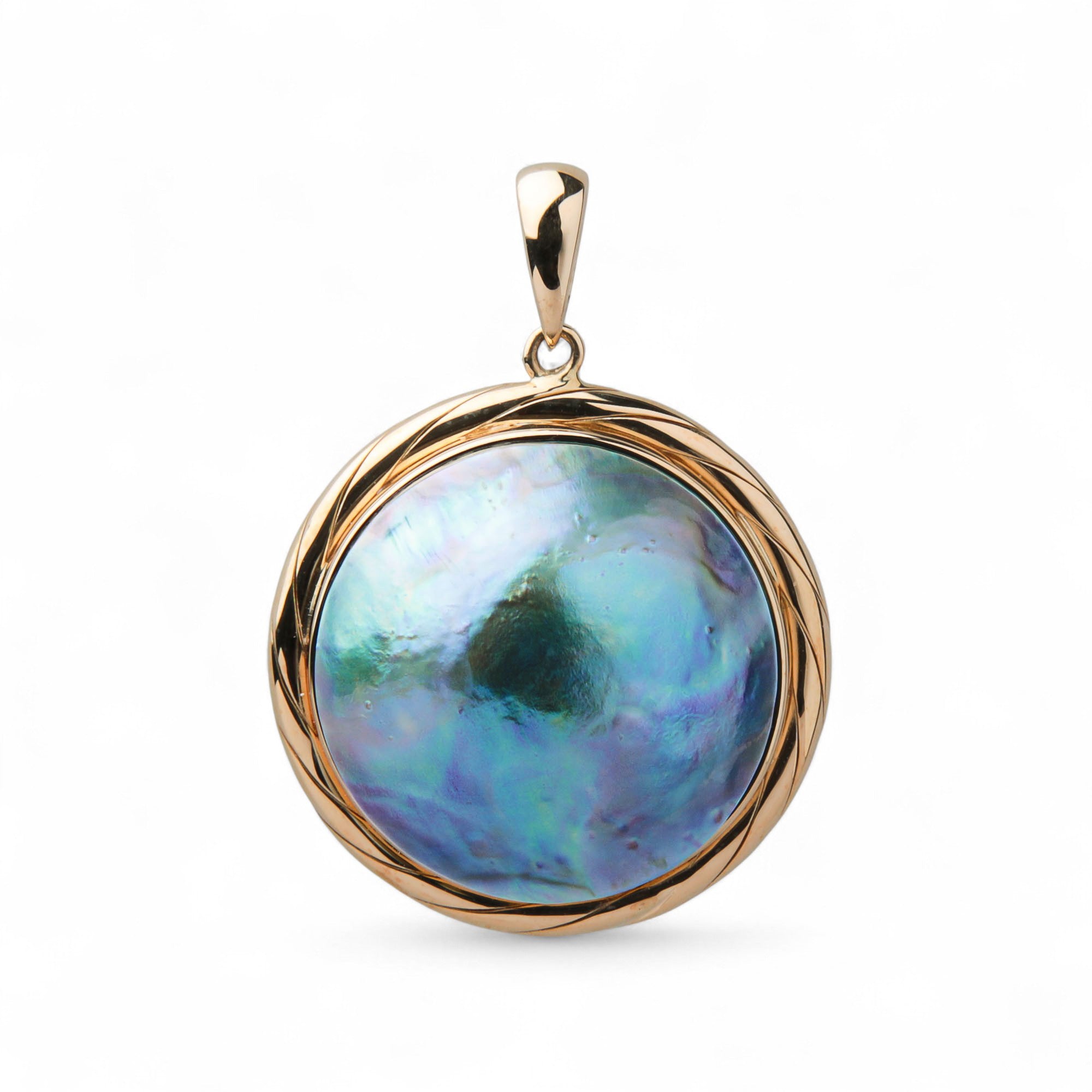 Abalone Pearl Pendant Top 16mm UP K18YG