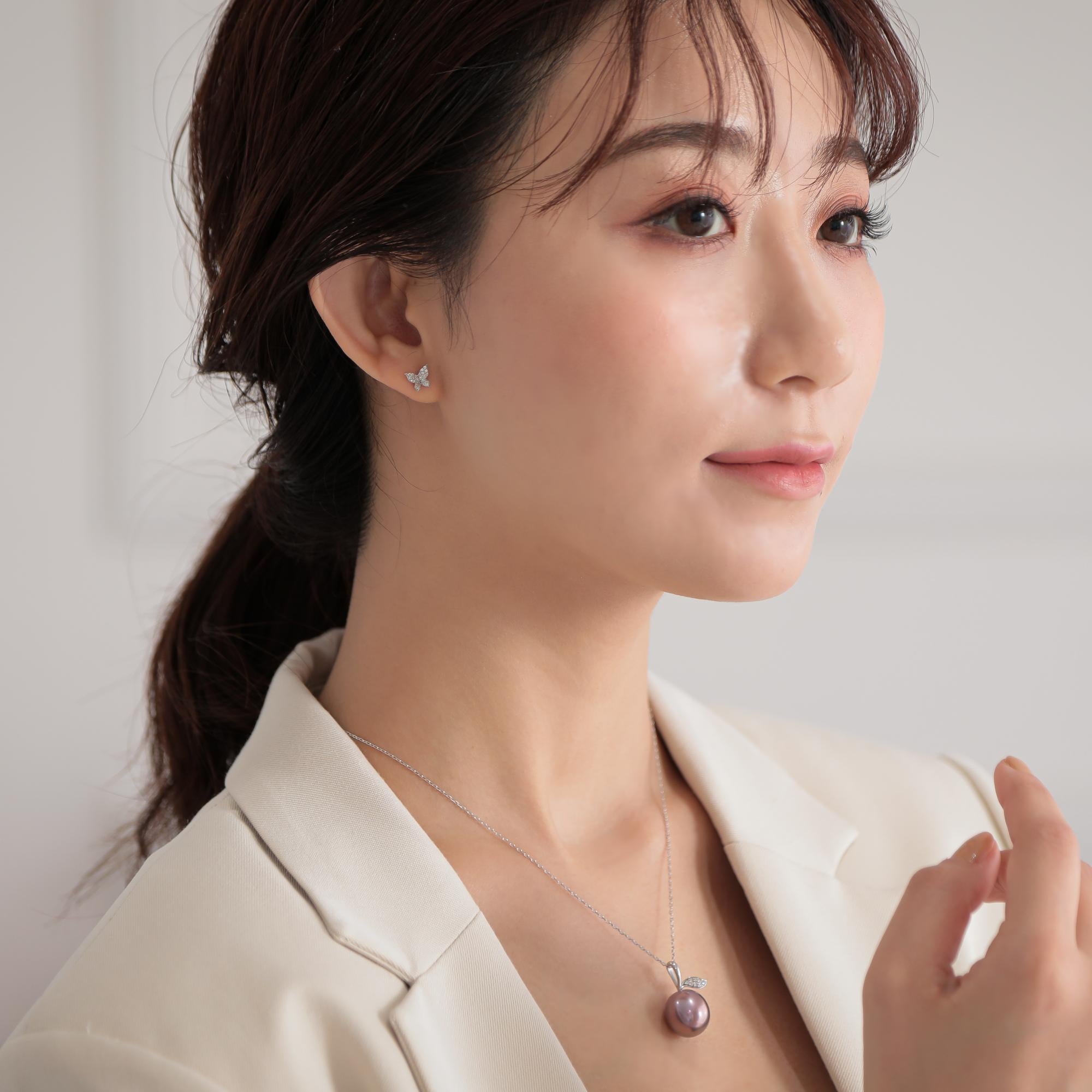 Plumberry Freshwater Pearl Pendant Top 11mmUP K18WG Apple