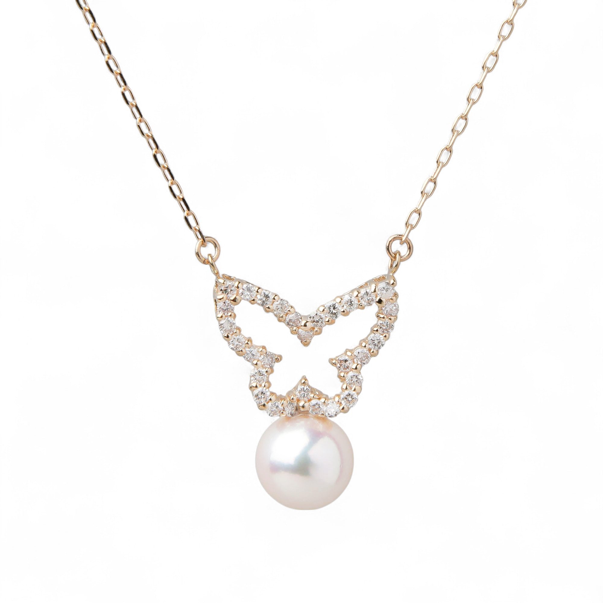 petit amie Akoya Pearl Butterfly Pendant 7.5-8.0mm K18YG