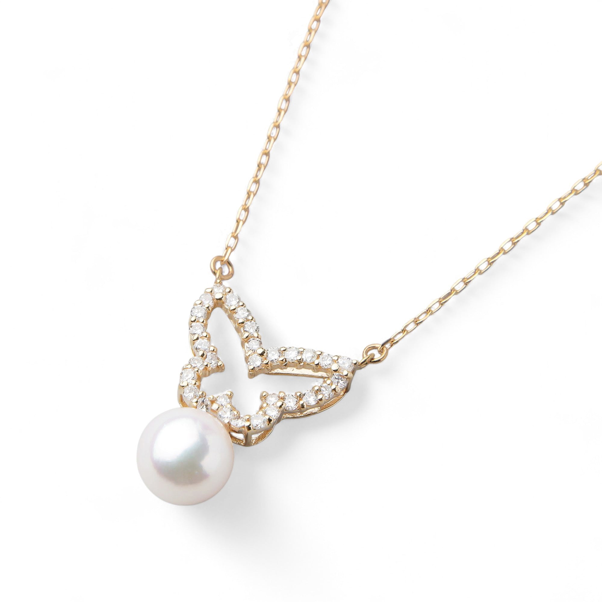 petit amie Akoya Pearl Butterfly Pendant 7.5-8.0mm K18YG