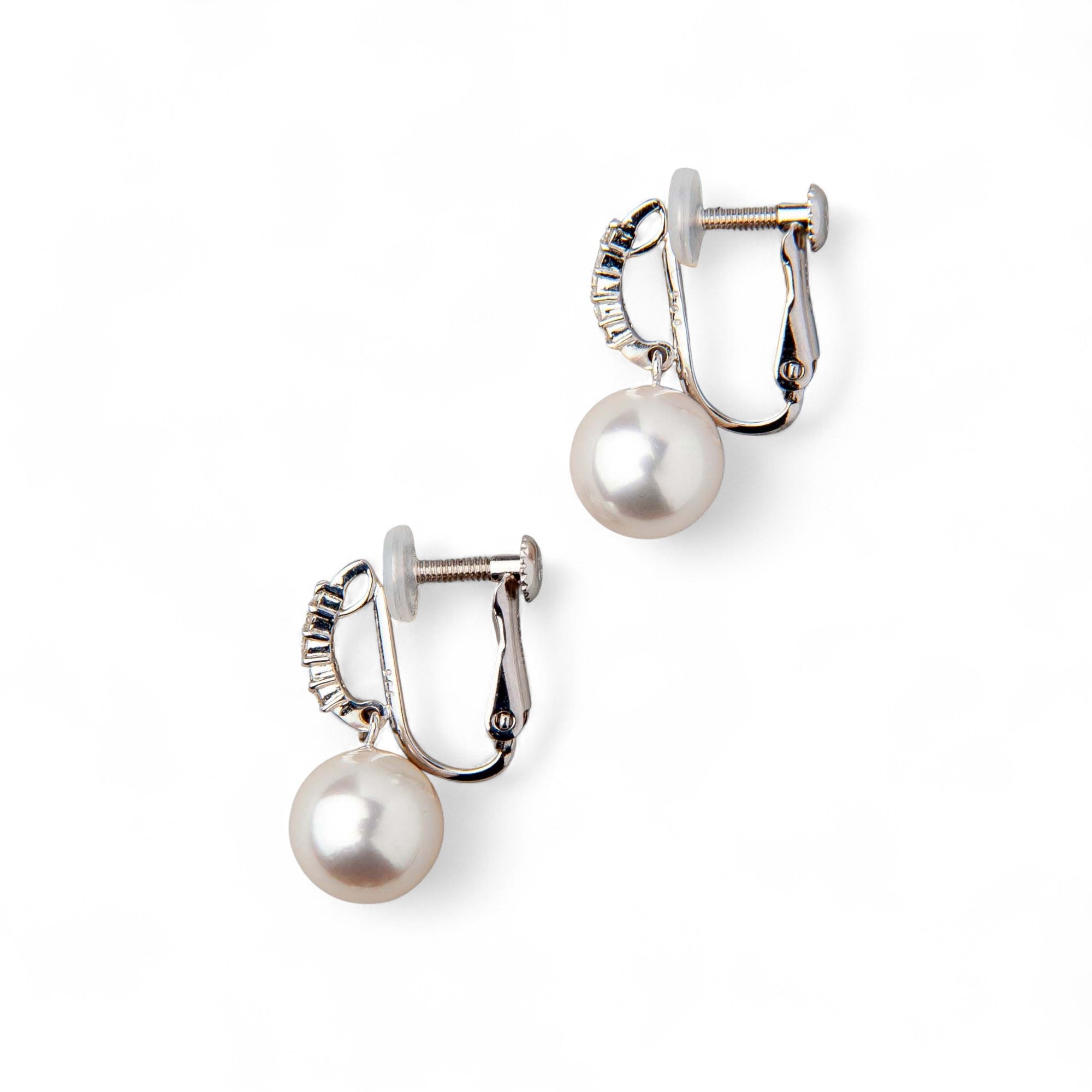 HANADAMA Akoya Pearl Clip-on Earrings 8.0-8.5mm K18WG -Premium-