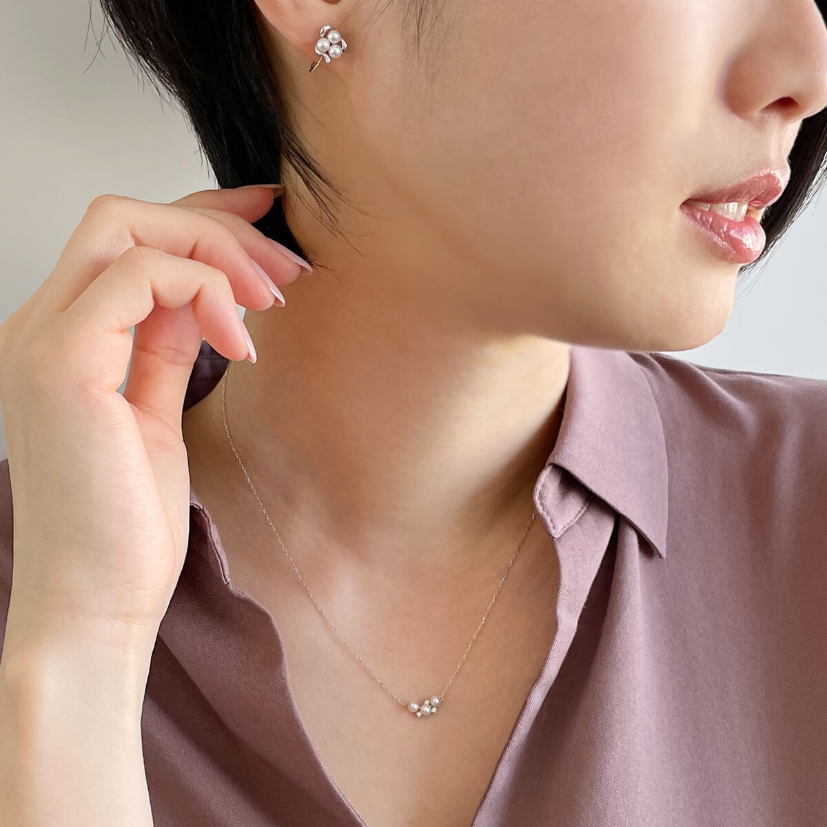 Petit Claire 阿古屋珍珠 夾式耳環 3.0-3.5 mm K14WG