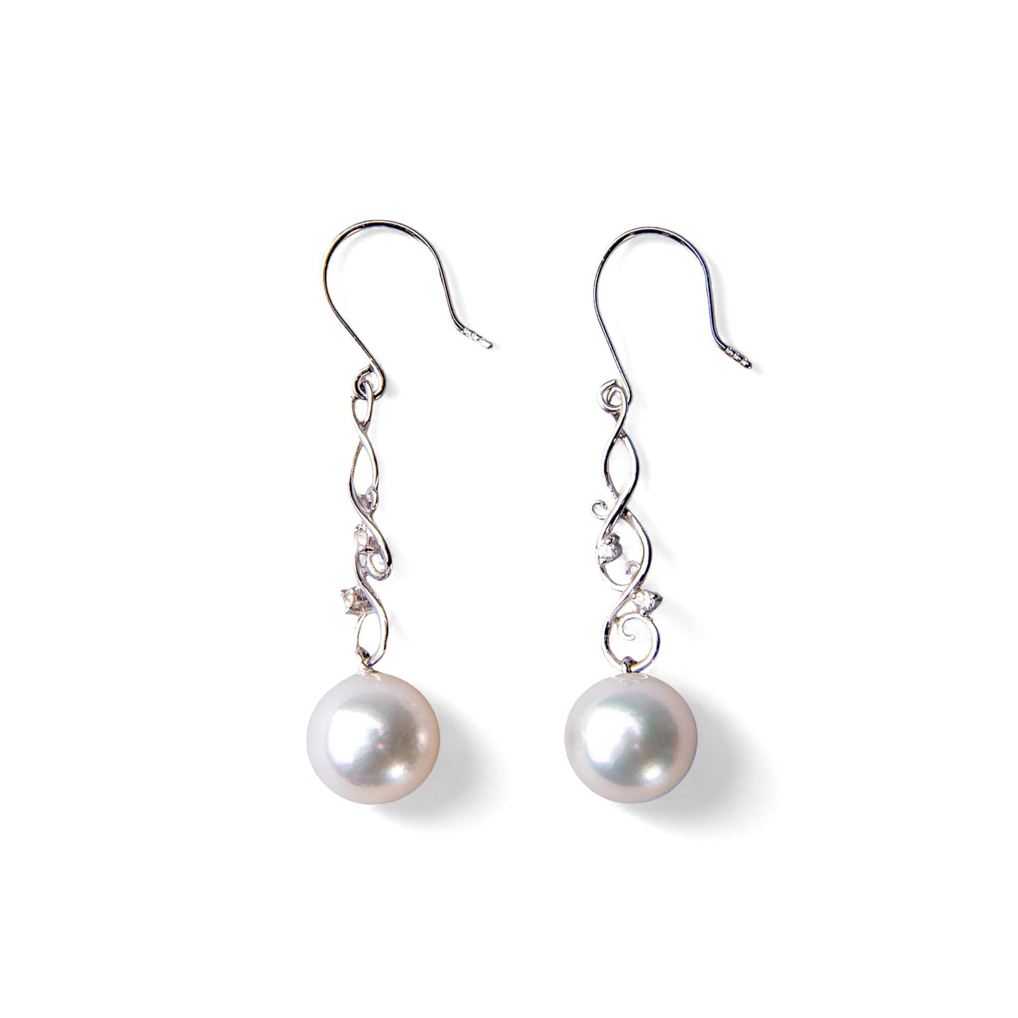 Aurora HANADAMA Akoya Pearl Earrings 8.5-9.0mm K18WG -Premium-