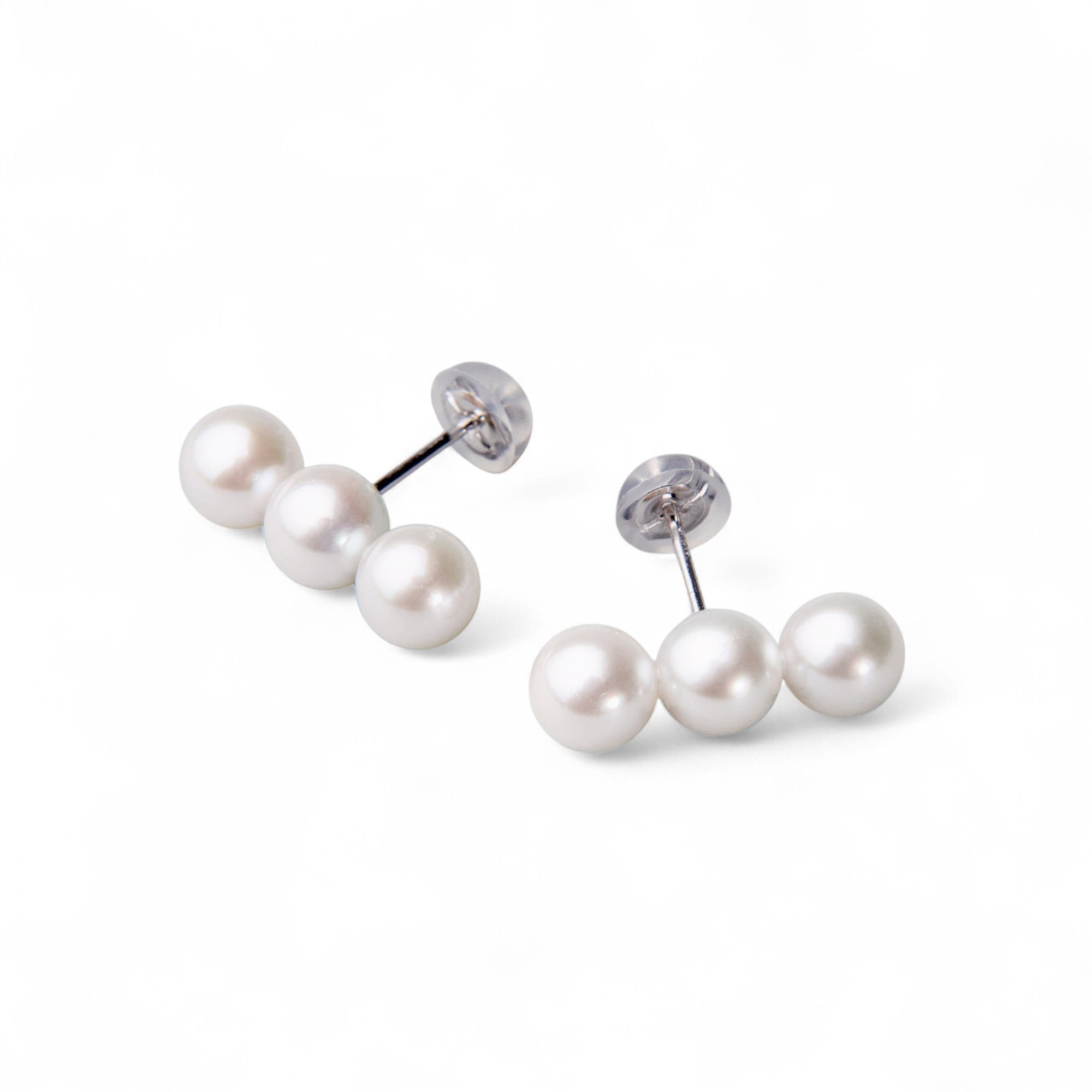 Carina Akoya Pearl Triple Earrings 5.0-6.0mm K14WG/K18YG