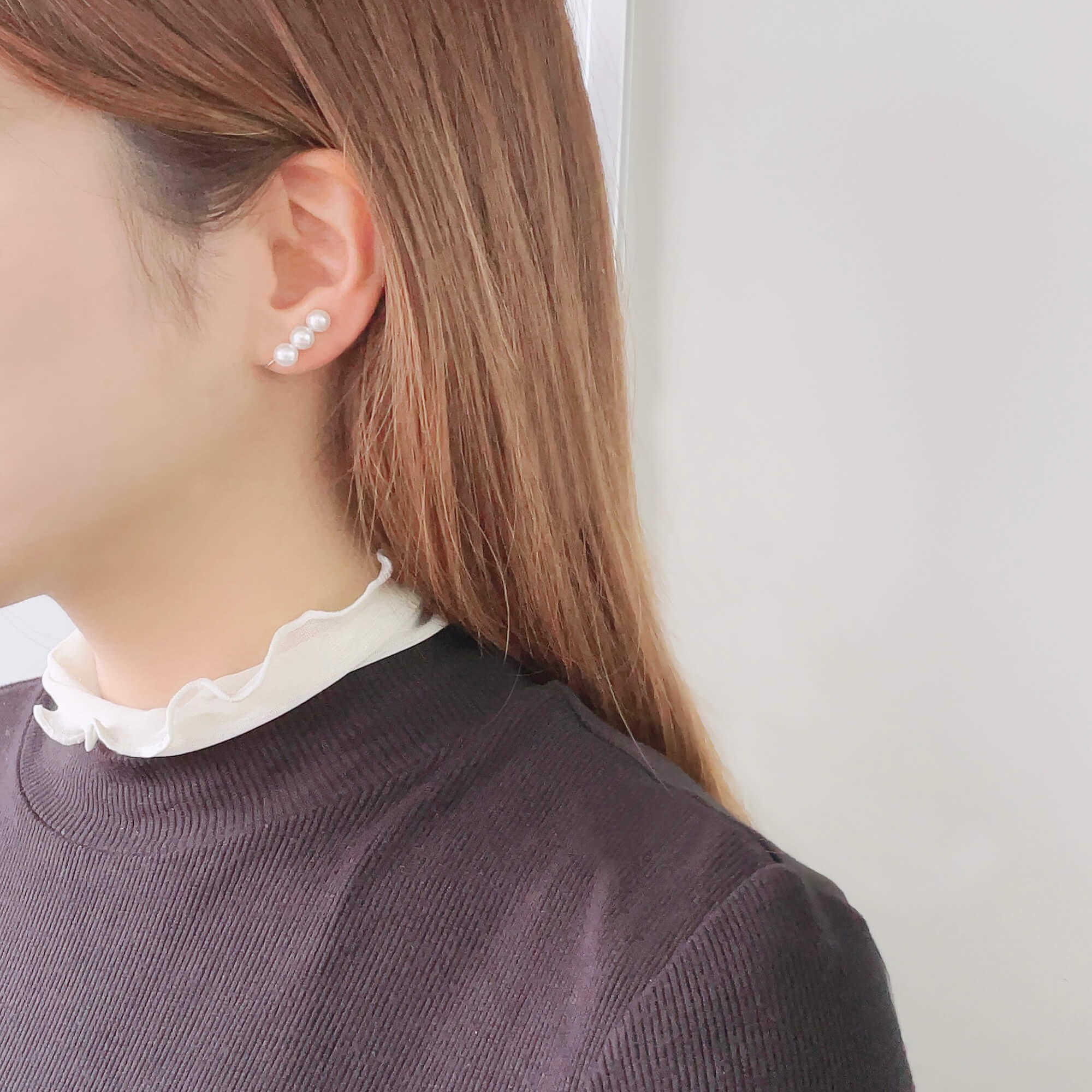 Carina Akoya 珍珠三重耳环 5.0-6.0 毫米 K14WG/K18YG