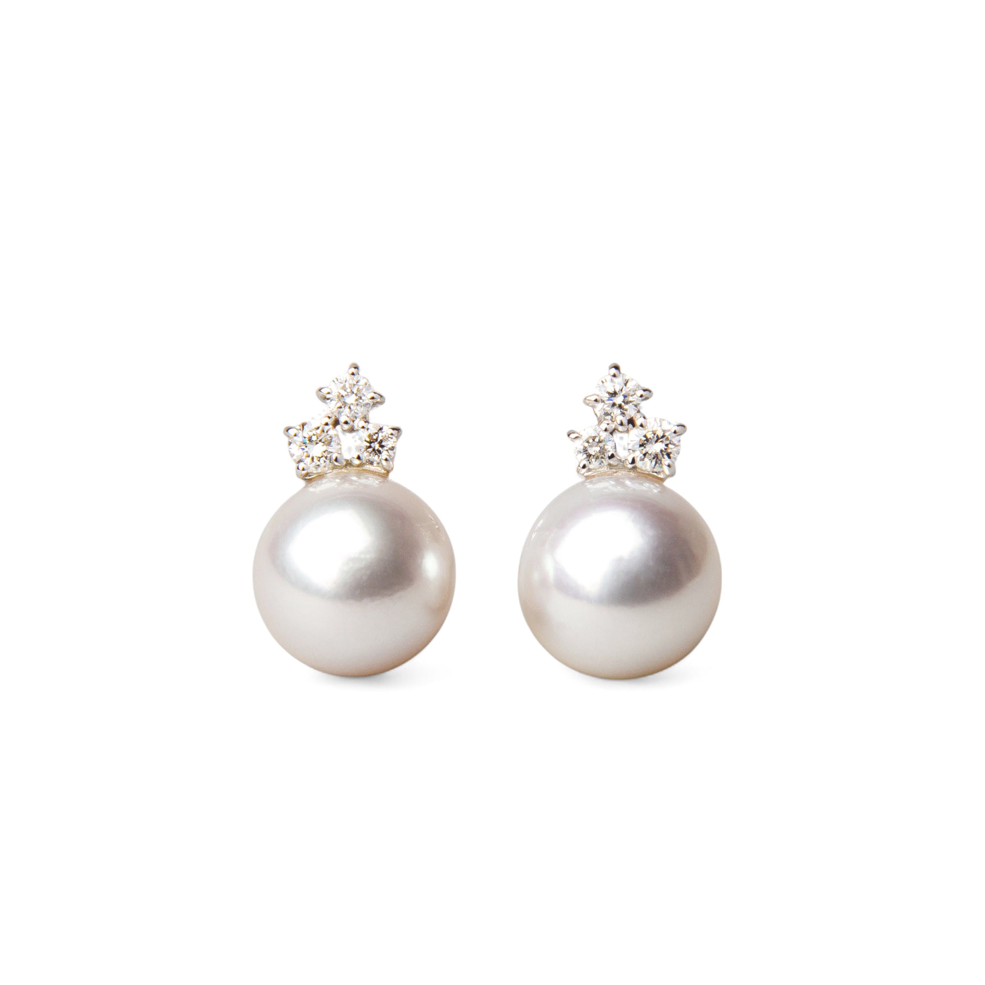Aurora HANADAMA Akoya Pearl Earrings 8.0-8.5mm K18WG -Premium-