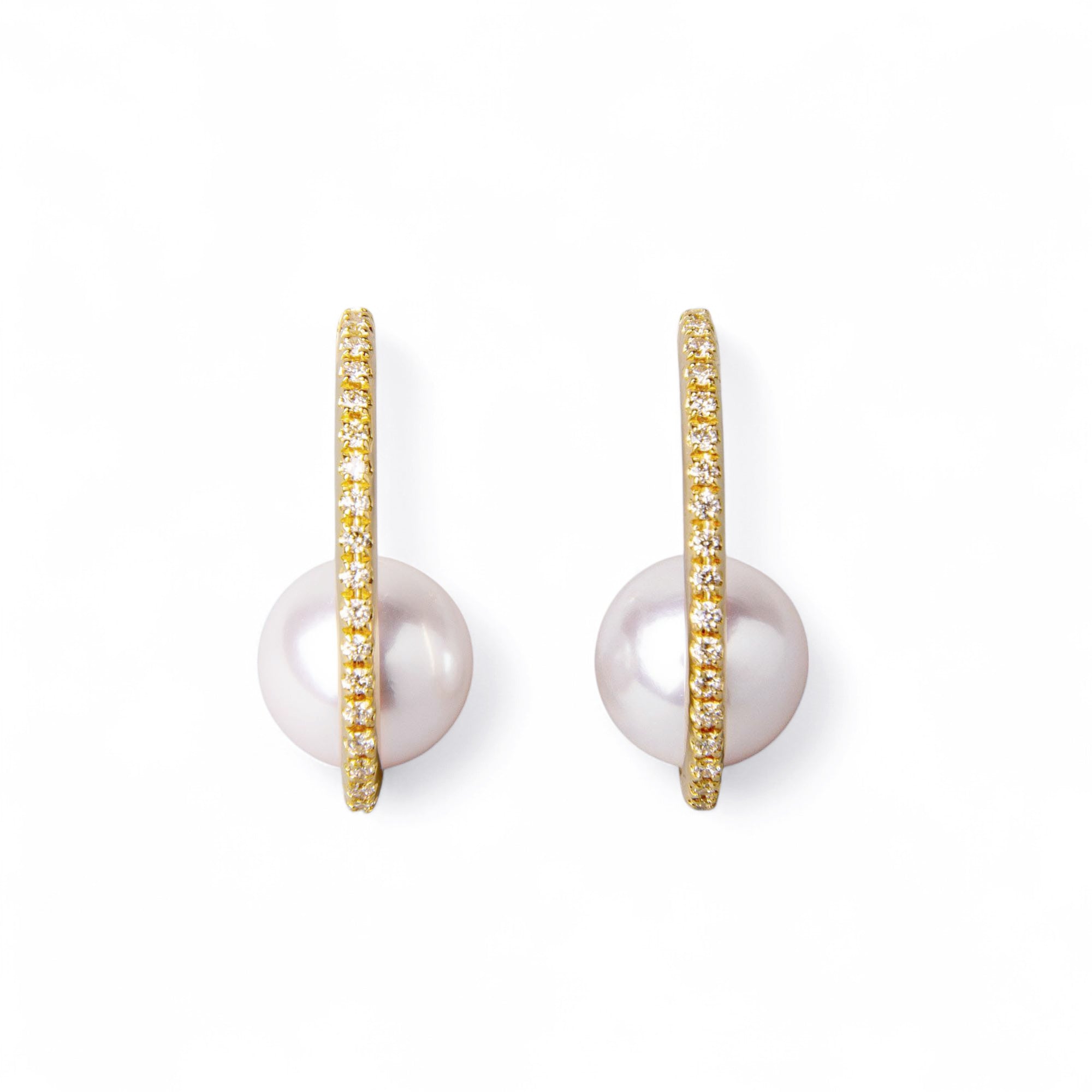 Aurora HANADAMA Akoya Pearl Earrings 7.5-8.0mm K18WG/YG -Premium-