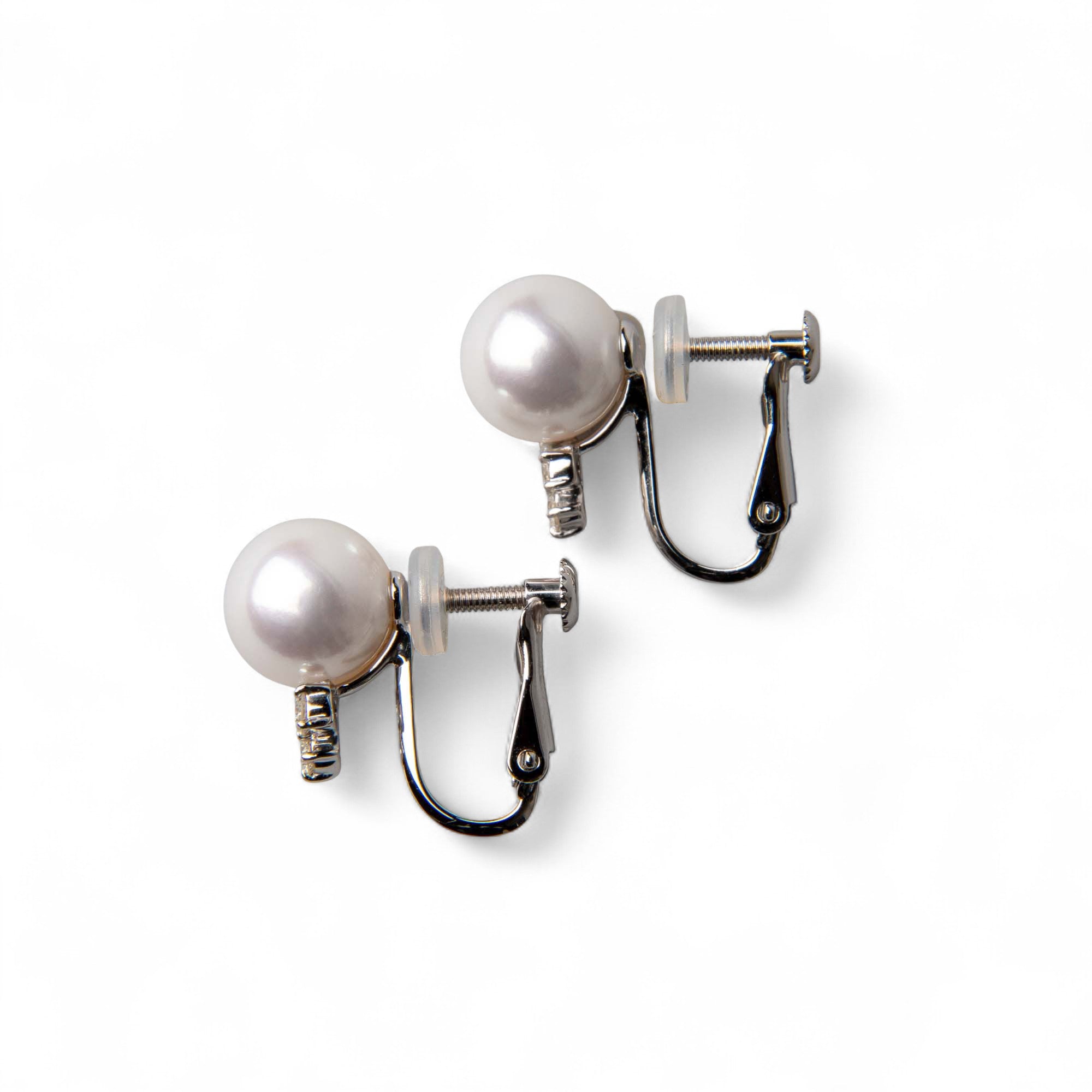 Aurora HANADAMA Akoya Pearl Clip-on Earrings 8.0-8.5mm K18WG -Premium-