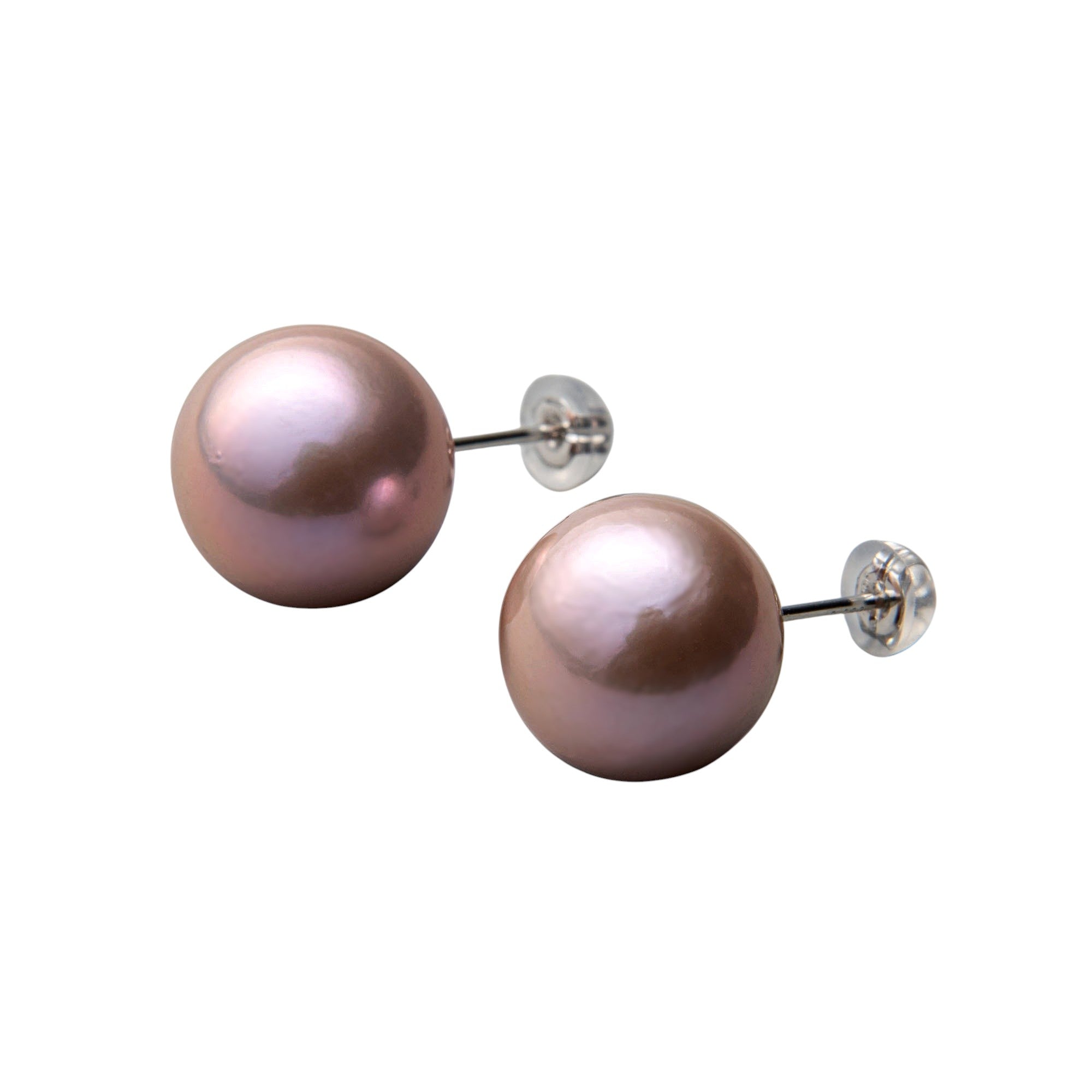 Mauvette Freshwater Pearl Stud Earrings 12mmUP PT900