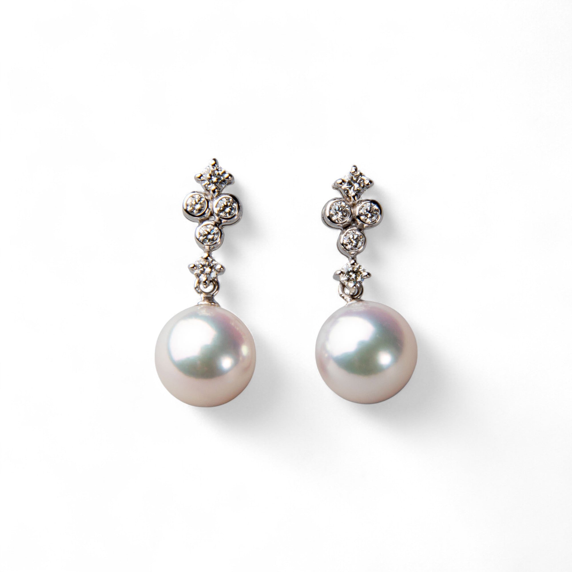HANADAMA Akoya Pearl Earrings 7.5-8.0mm K18WG/YG -Premium-