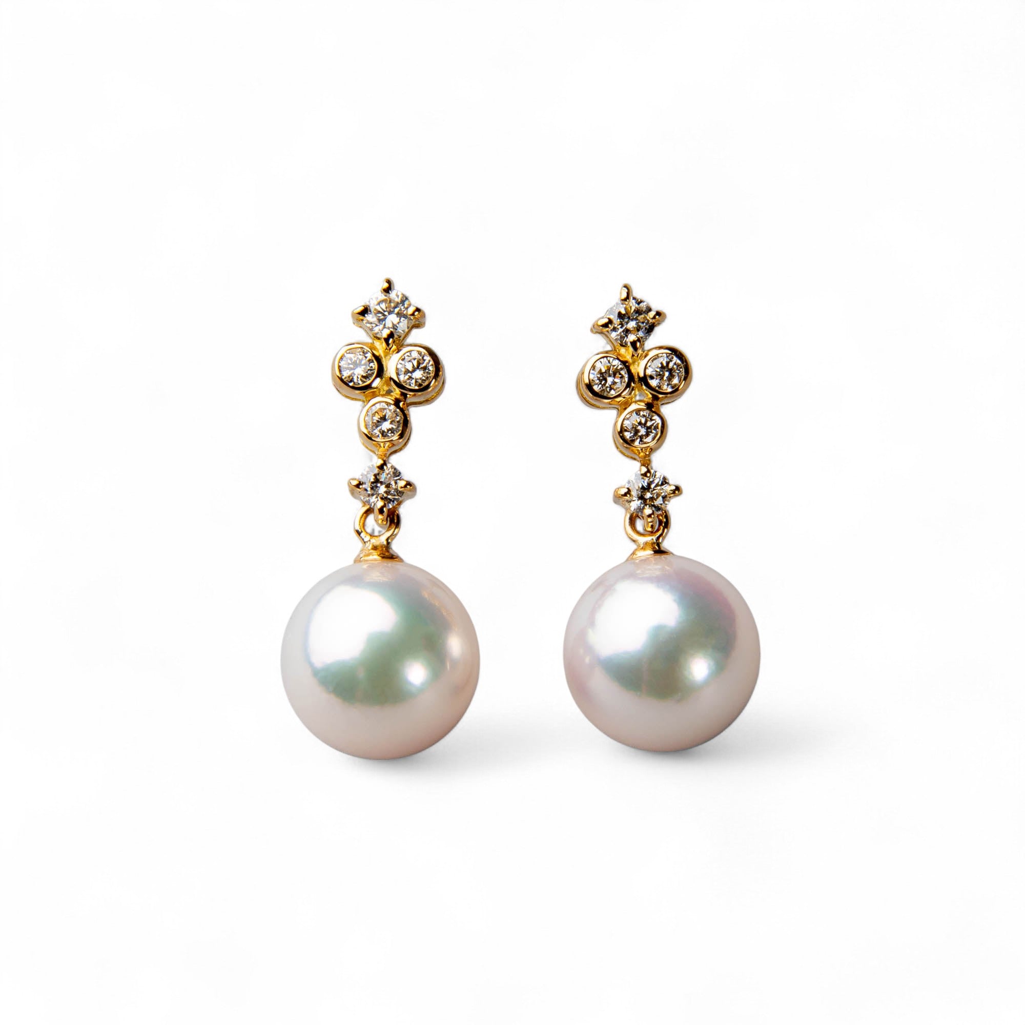 HANADAMA Akoya Pearl Earrings 7.5-8.0mm K18WG/YG -Premium-