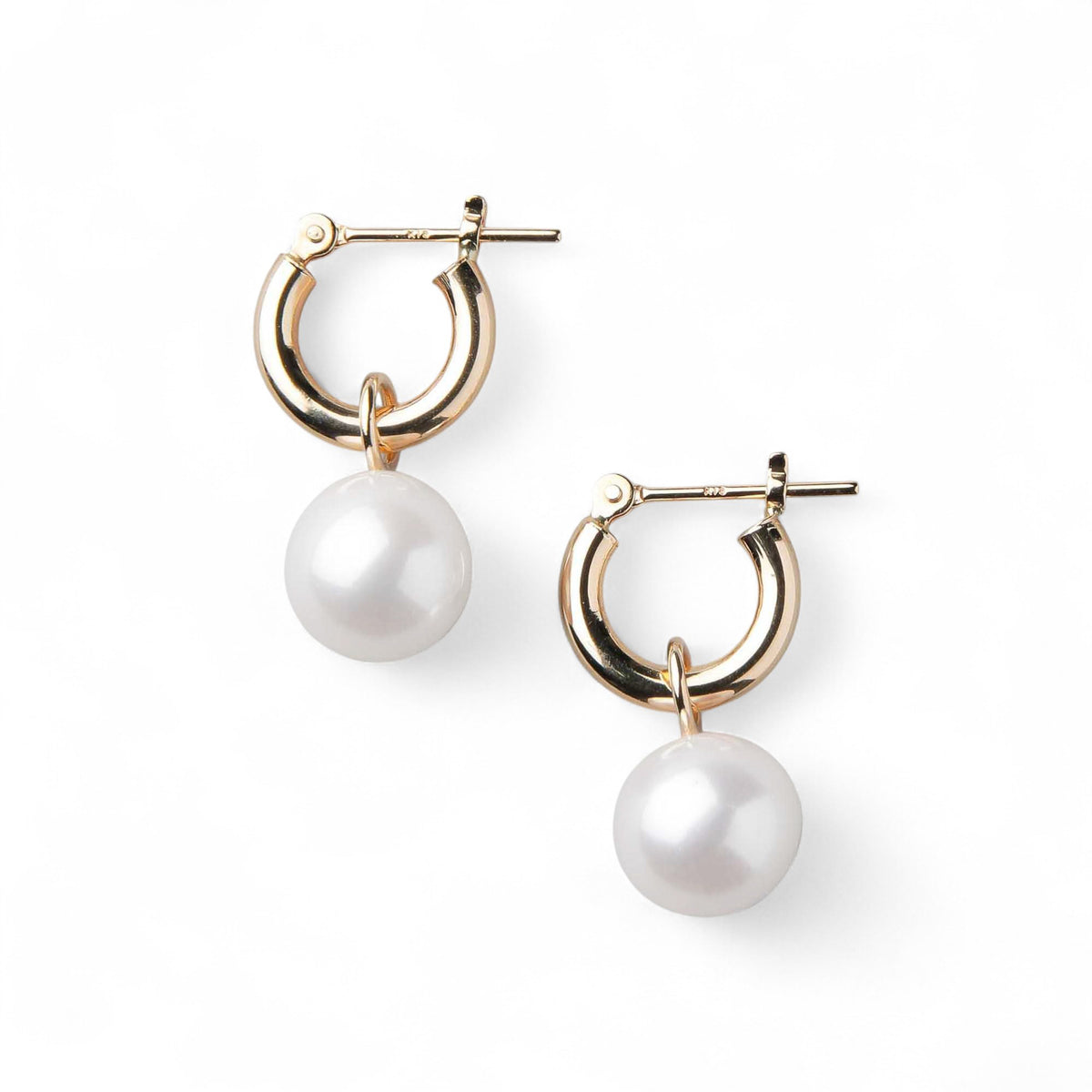 Bubble Freshwater Pearl Hoop Earrings 8mmUP K18YG