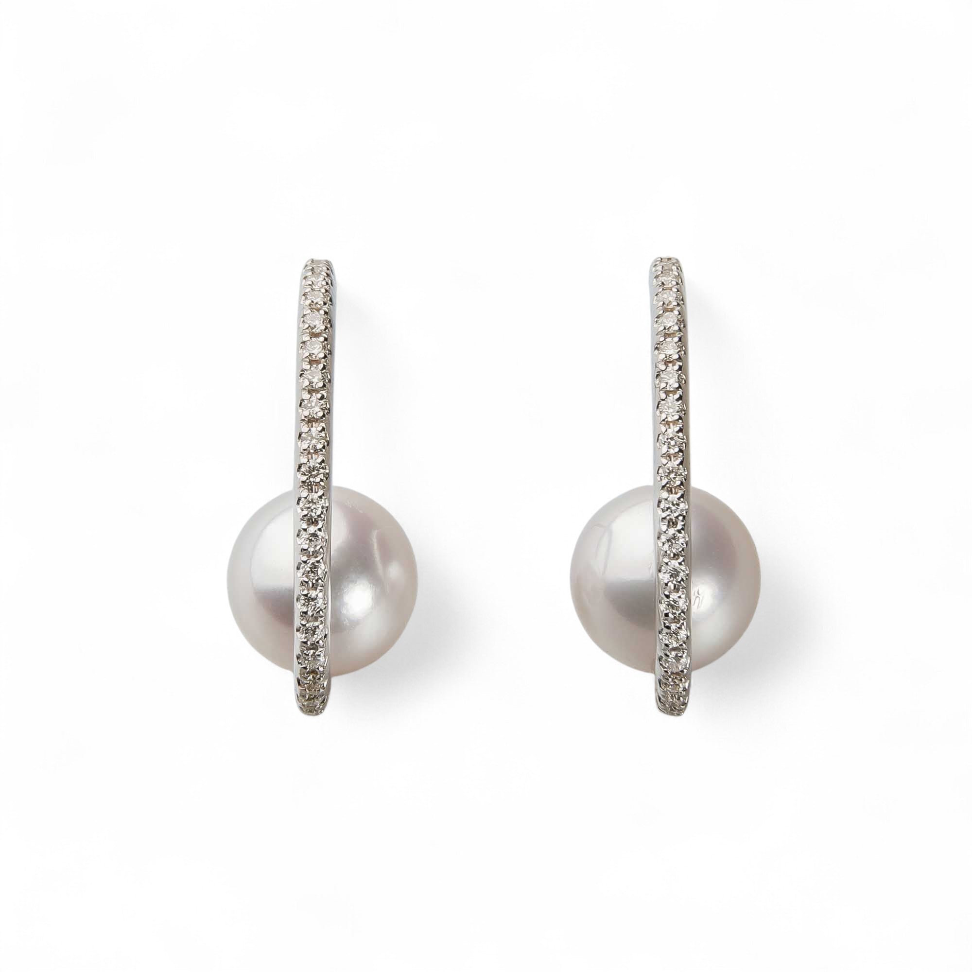 Aurora HANADAMA Akoya Pearl Earrings 7.5-8.0mm K18WG -TOP Quality-
