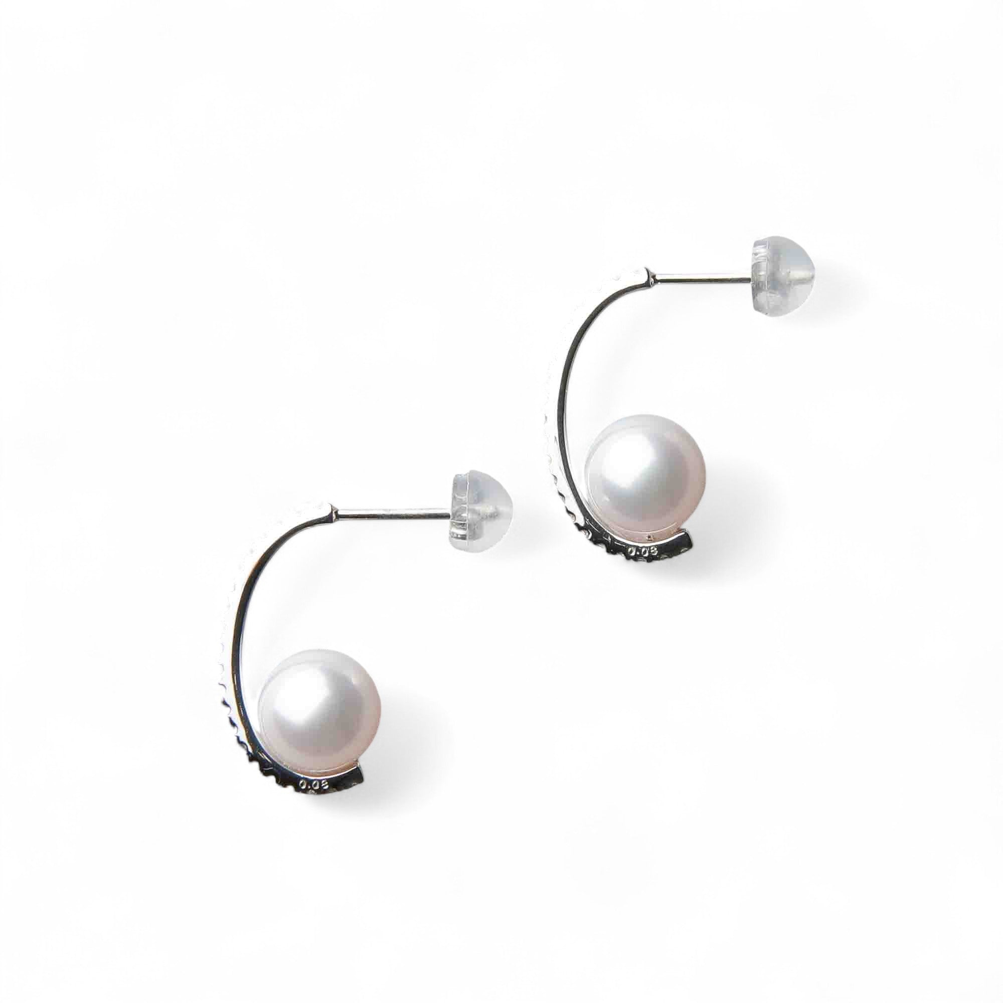 Aurora HANADAMA Akoya Pearl Earrings 7.5-8.0mm K18WG -TOP Quality-