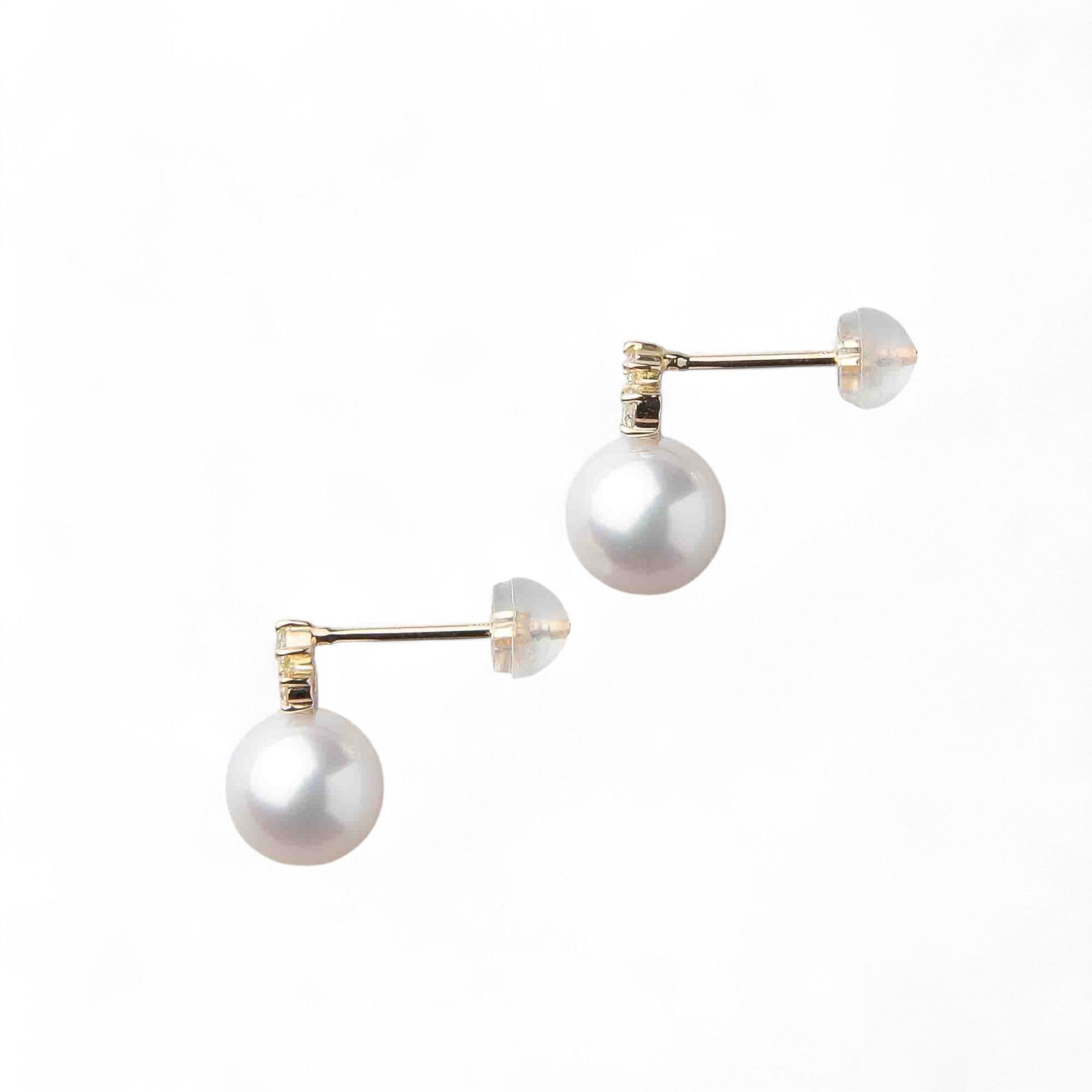 Aurora HANADAMA Akoya Pearl Earrings 8.0-8.5mm K18YG -TOP Quality-