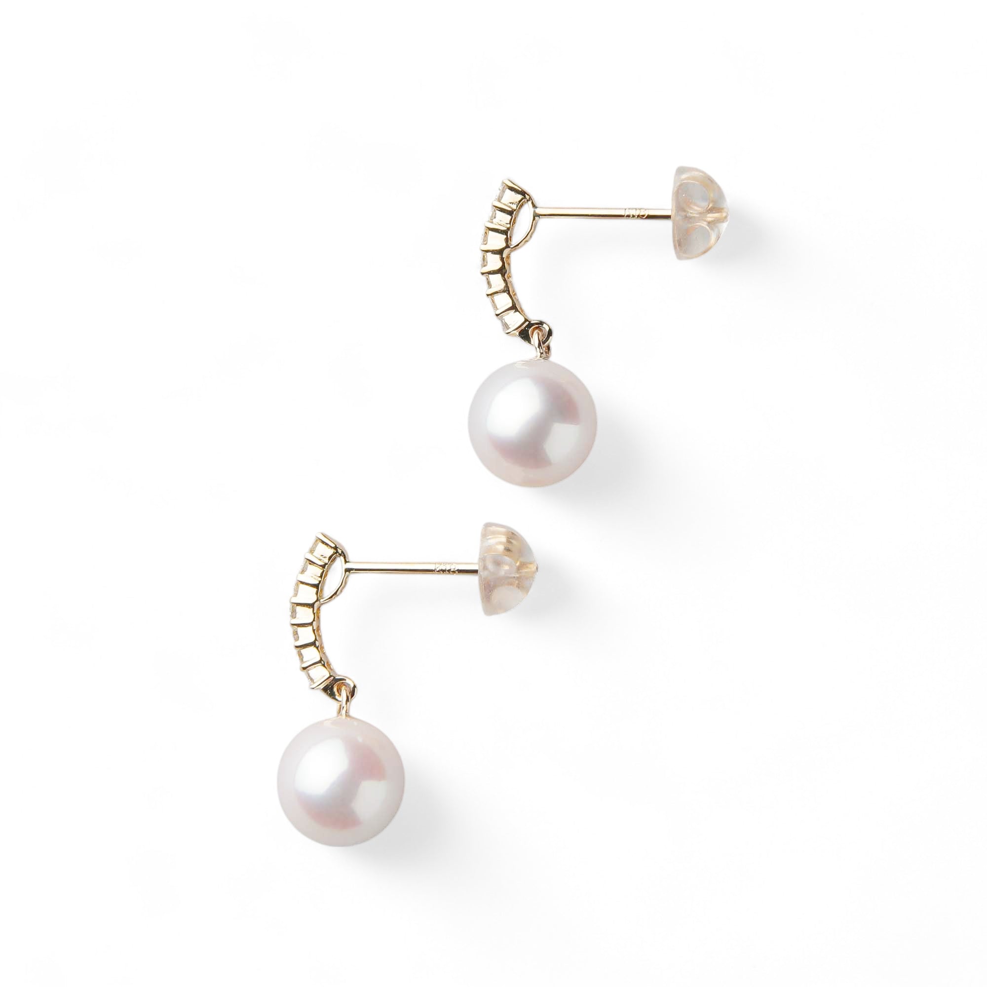 Aurora HANADAMA Akoya Pearl Earrings 7.5-8.0mm K18YG -Premium-