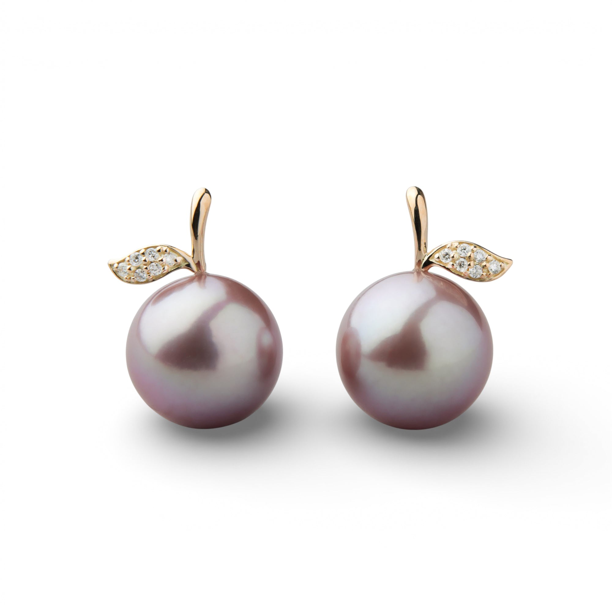 Plumberry Freshwater Pearl Earrings 11mmUP K18YG Apple