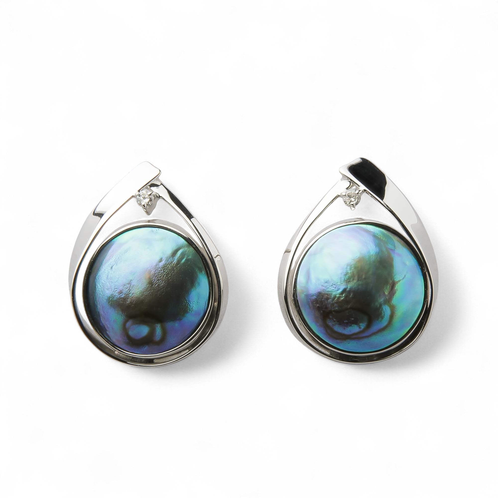 Abalone Pearl Earrings 10mmUP K18YG RhP