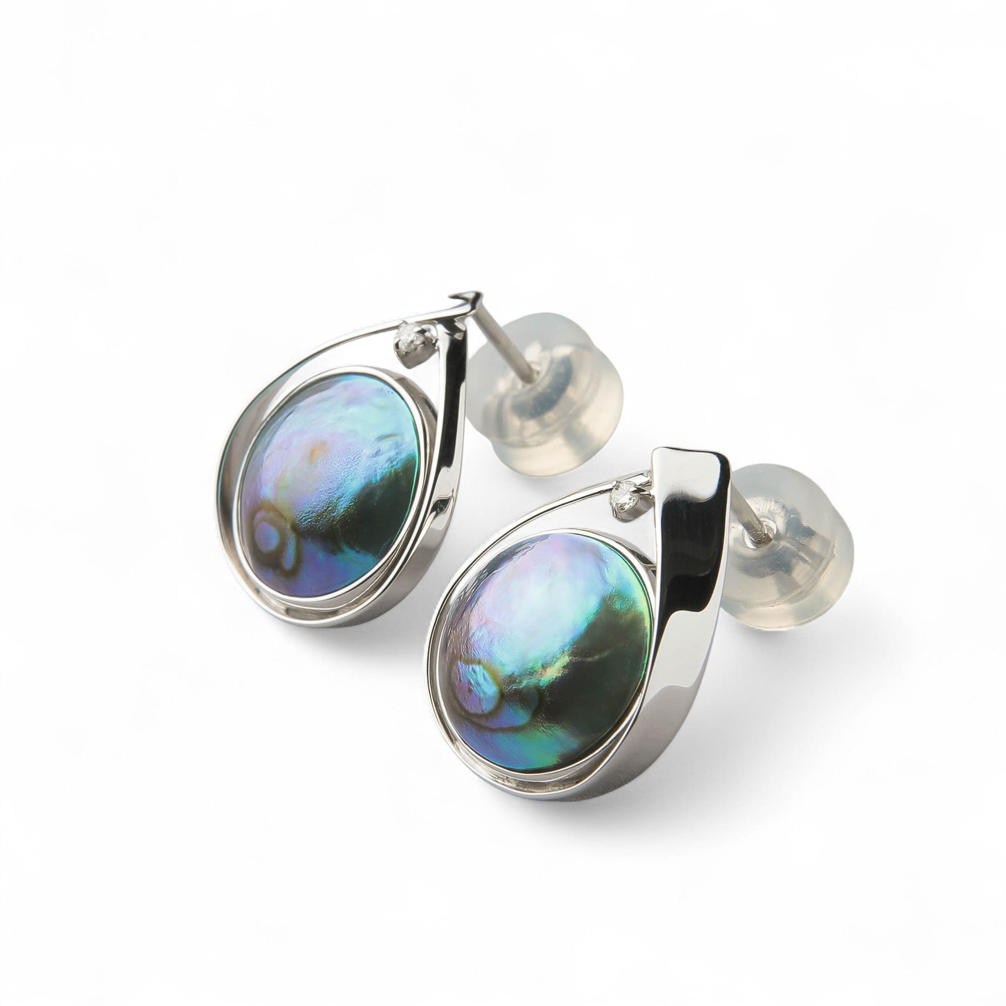 Abalone Pearl Earrings 10mmUP K18YG RhP