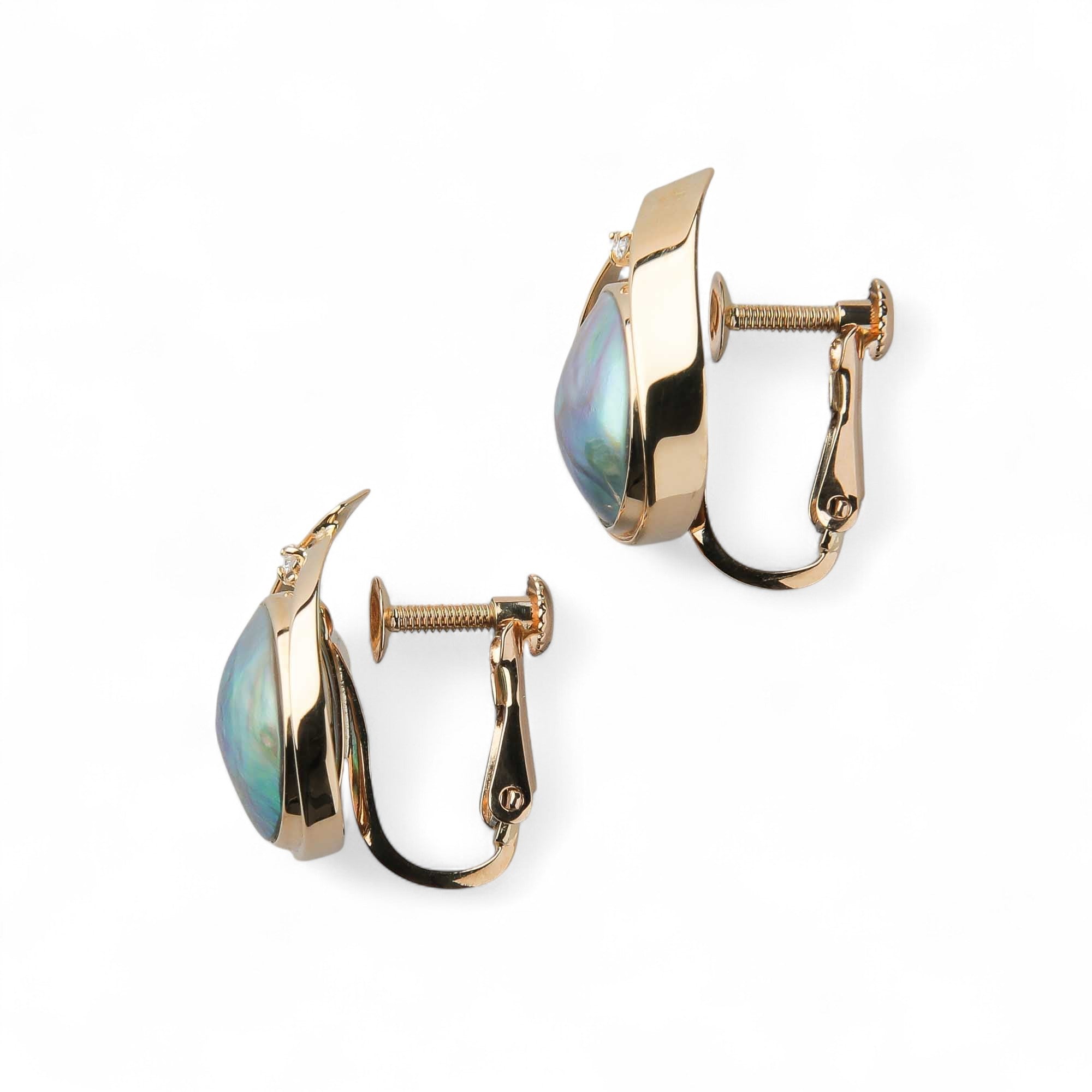 Abalone Pearl Clip-on Earrings 10mmUP K18YG