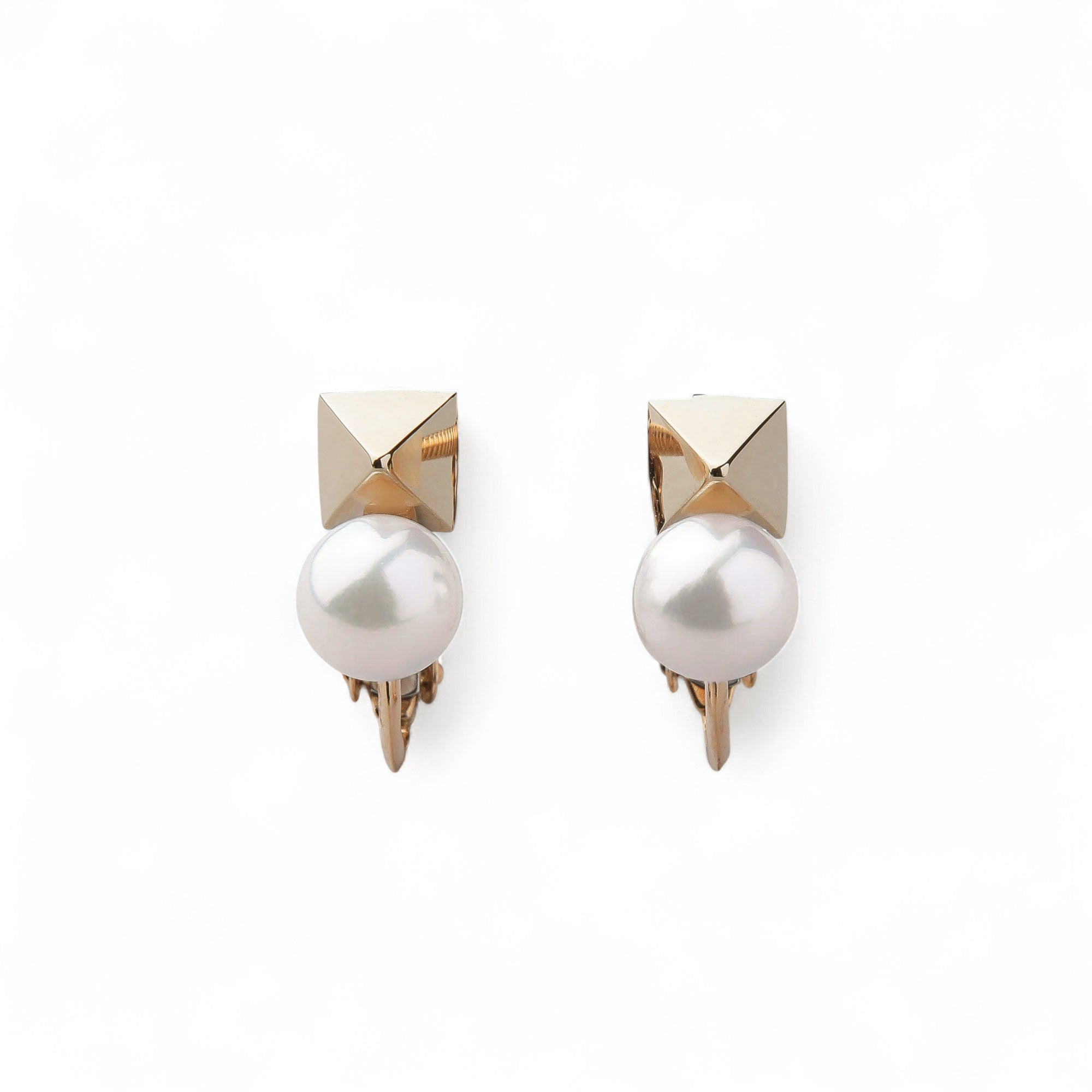 Carina Akoya Pearl Pyramid Earrings 5.5–6.0mm K10 Yellow Gold