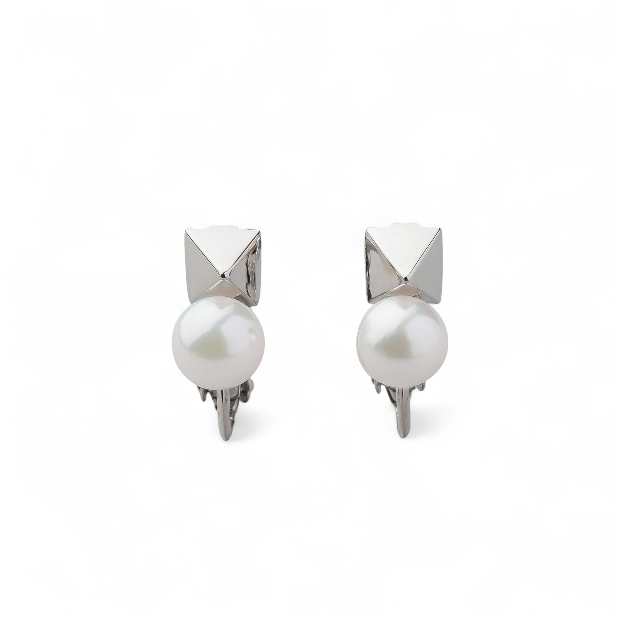 Carina Akoya Pearl Pyramid Earrings 5.5–6.0mm K10 White Gold