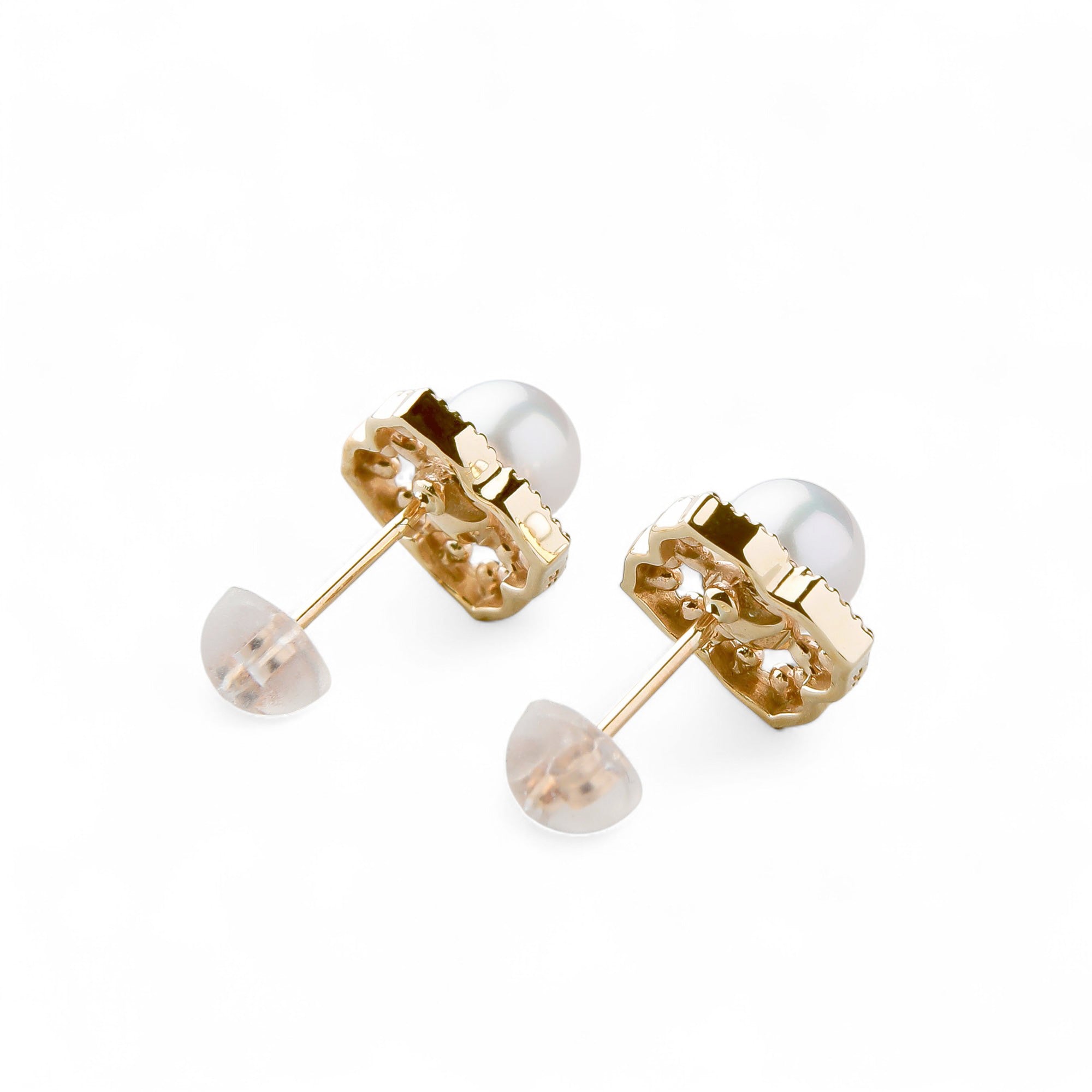 Fleur Eclat Akoya Pearl Flower Earrings 5.0–5.5mm K10YG