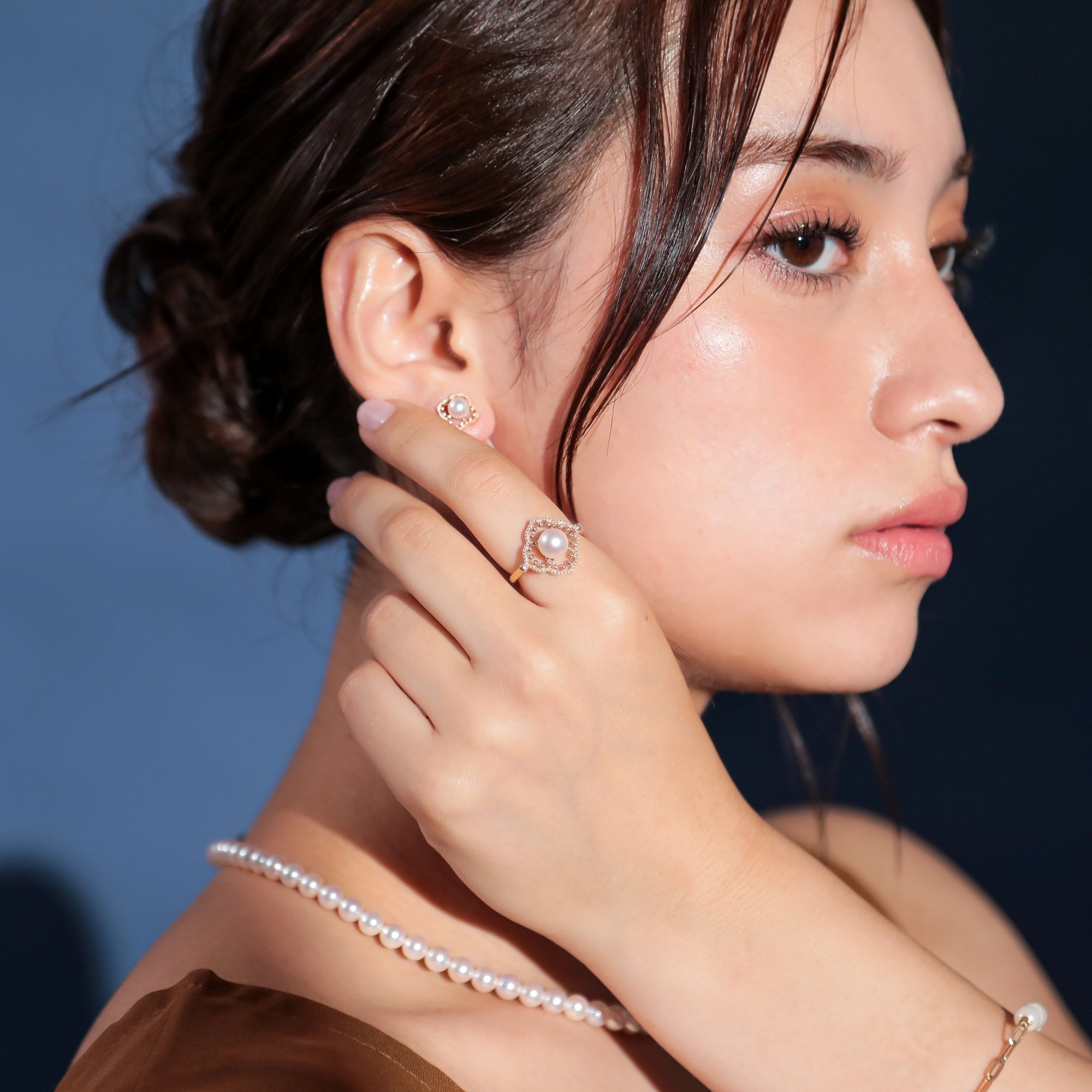 Fleur Eclat Akoya Pearl Flower Clip-On Earrings 5.0–5.5mm K10YG