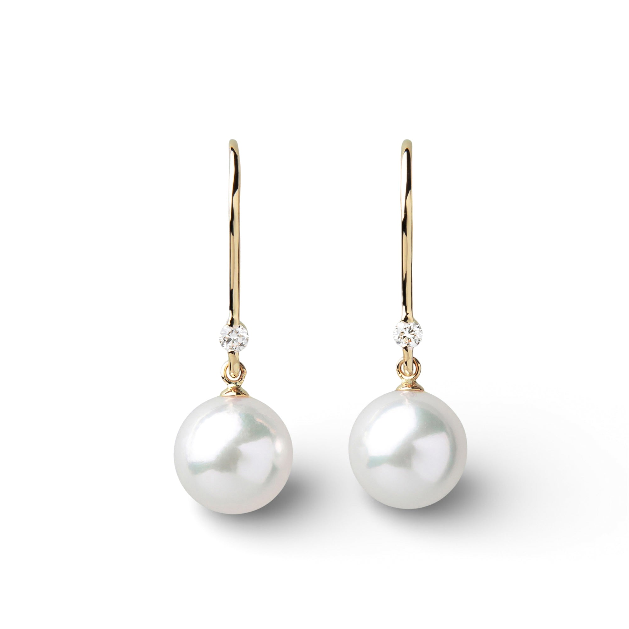 Aurora HANADAMA Akoya Pearl Hook Earrings 8.0–8.5mm K18YG