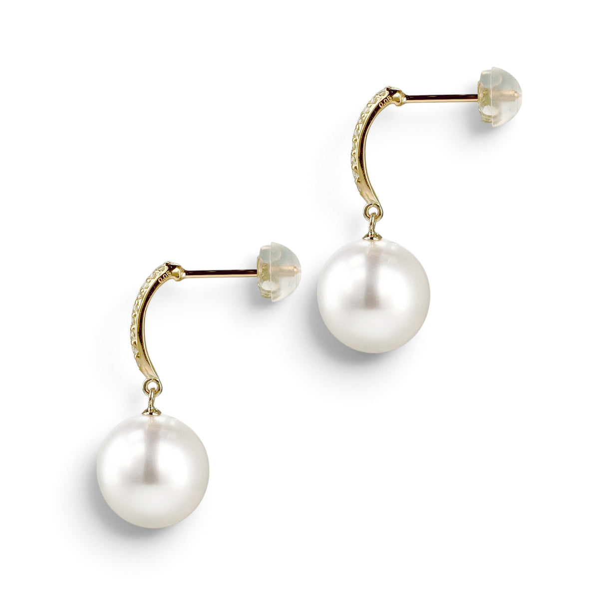 South Sea White Pearl Earrings 10mmUP K18YG
