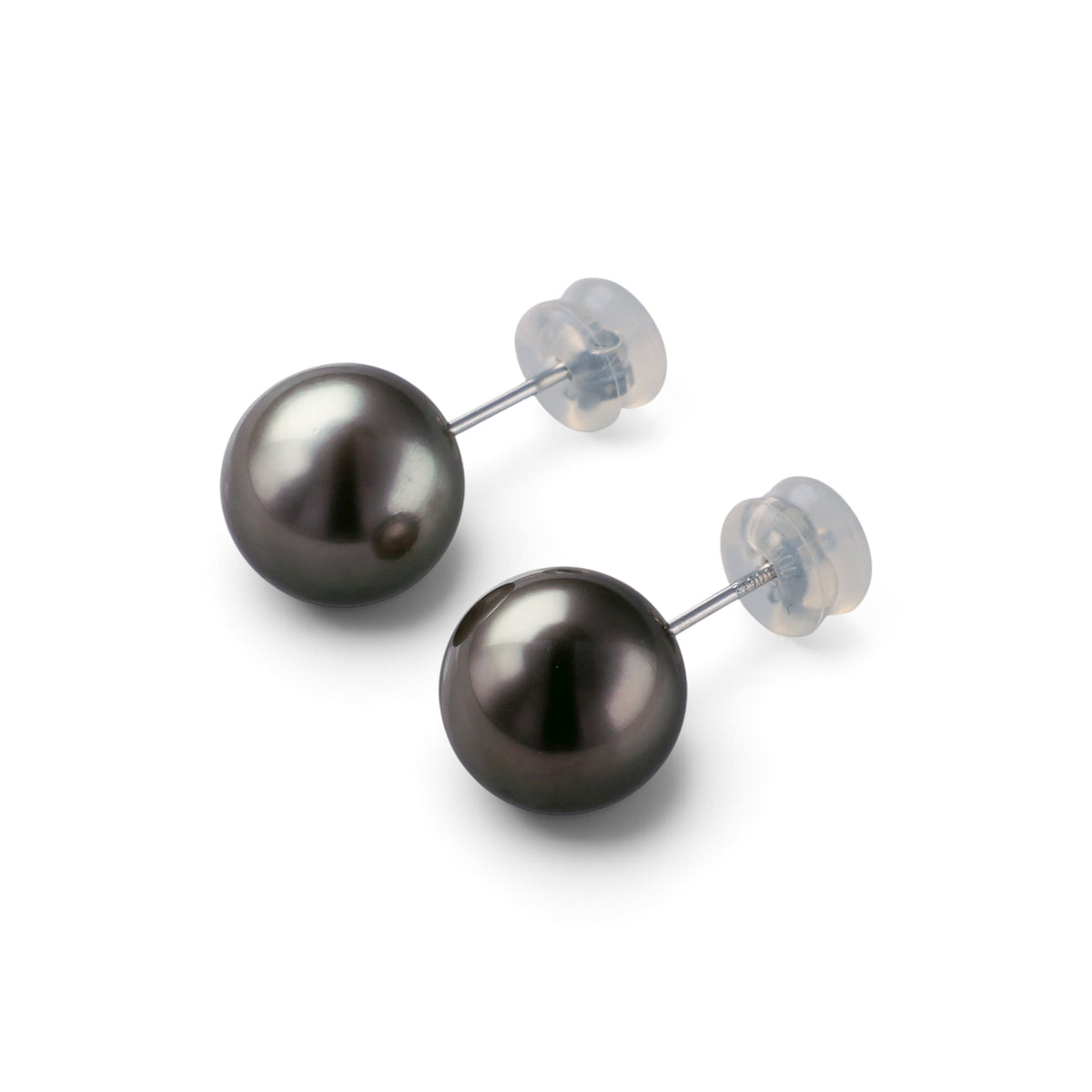 LUXE Tahitian Black Pearl Earrings 10mmUP PT900 -Aurora Lagoon-