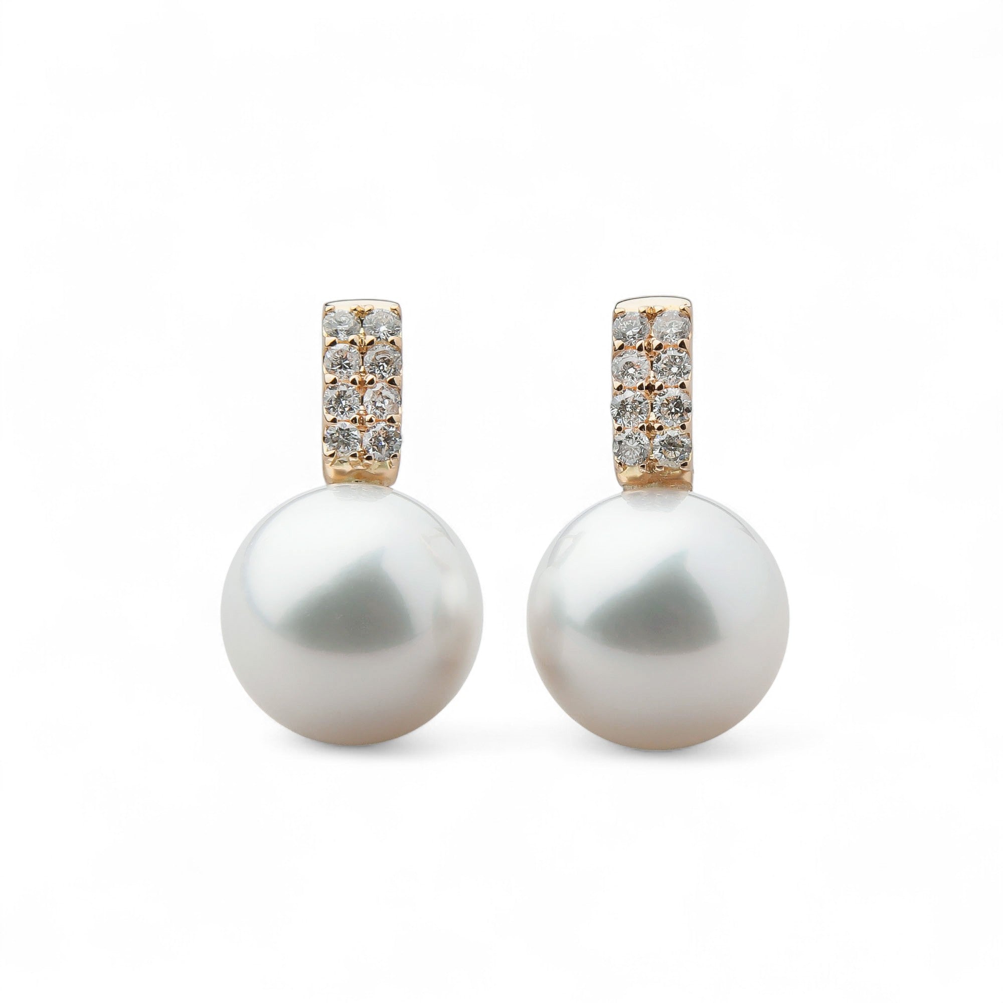 South Sea White Pearl Earrings 11mm K18 Yellow Gold