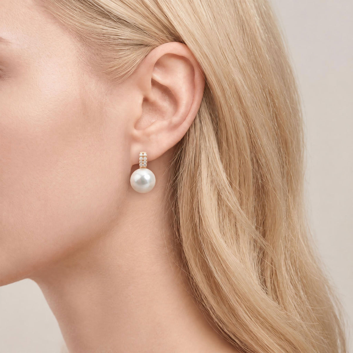 South Sea White Pearl Earrings 11mm K18 Yellow Gold [WSP]