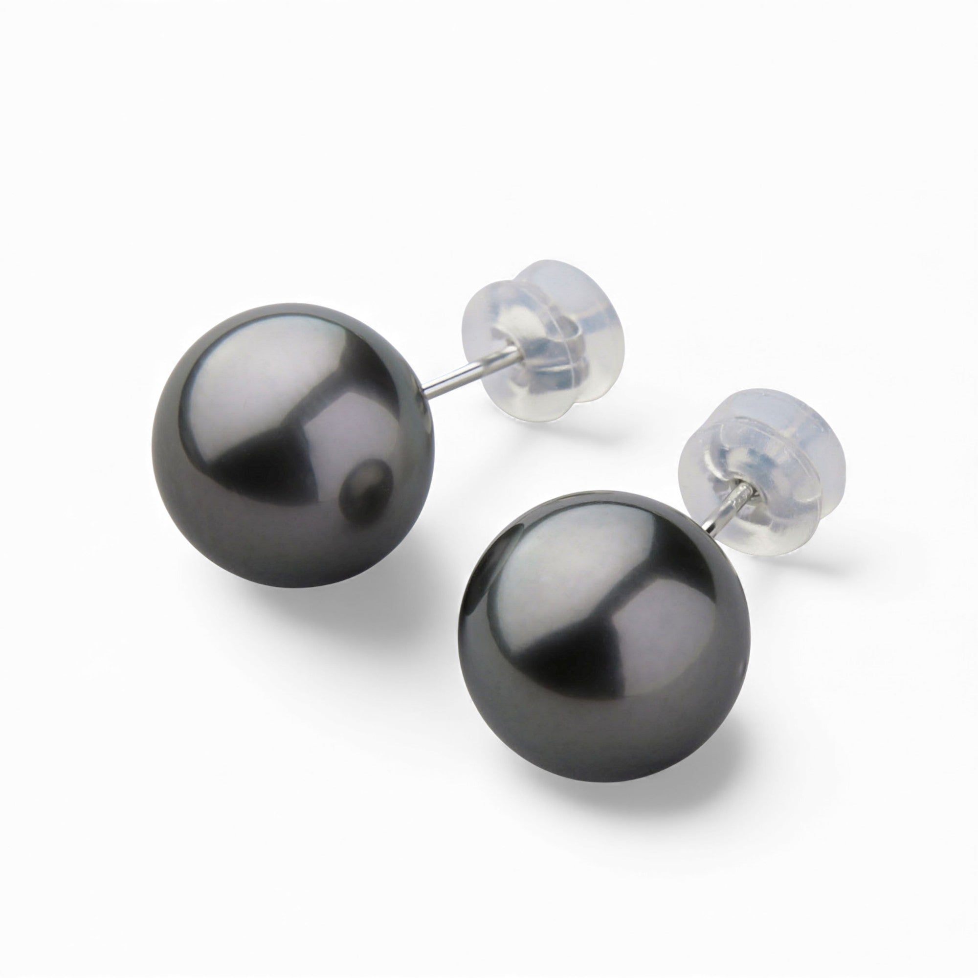 大溪地黑珍珠耳环 12mm+ PT900