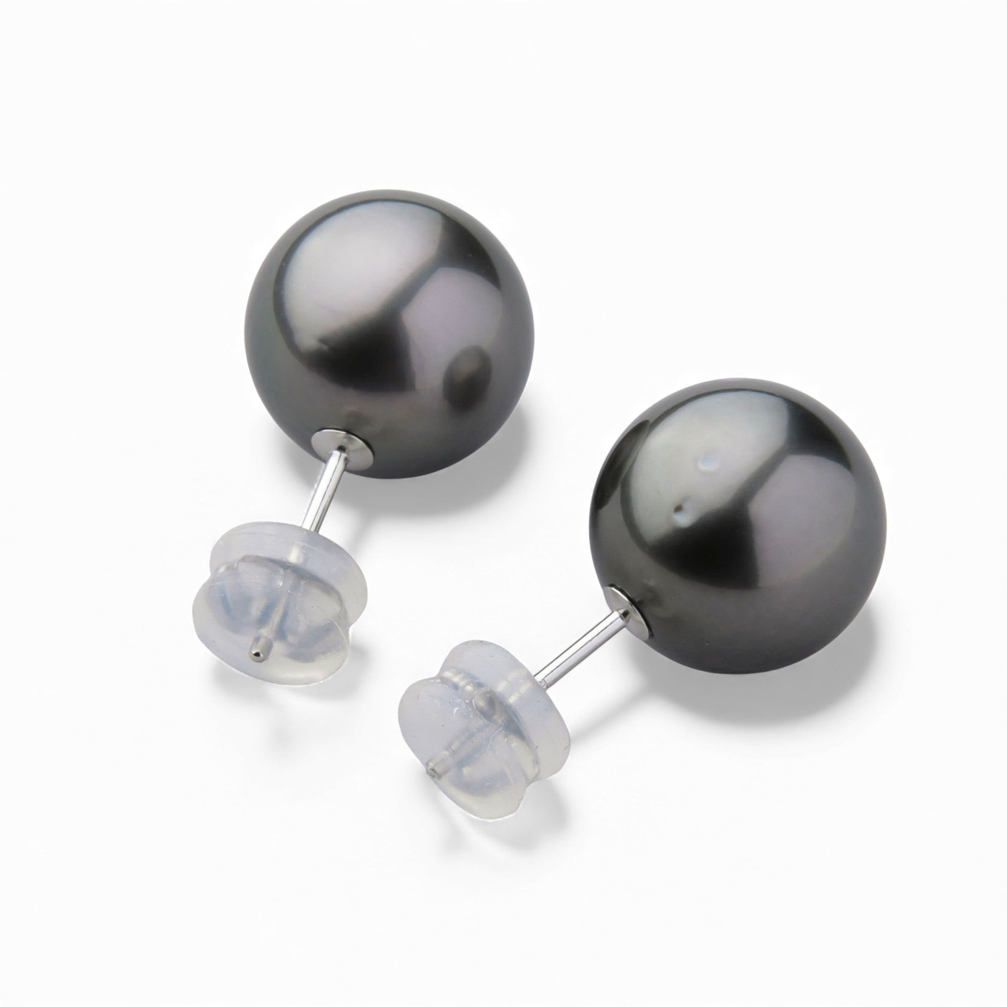 大溪地黑珍珠耳环 12mm+ PT900