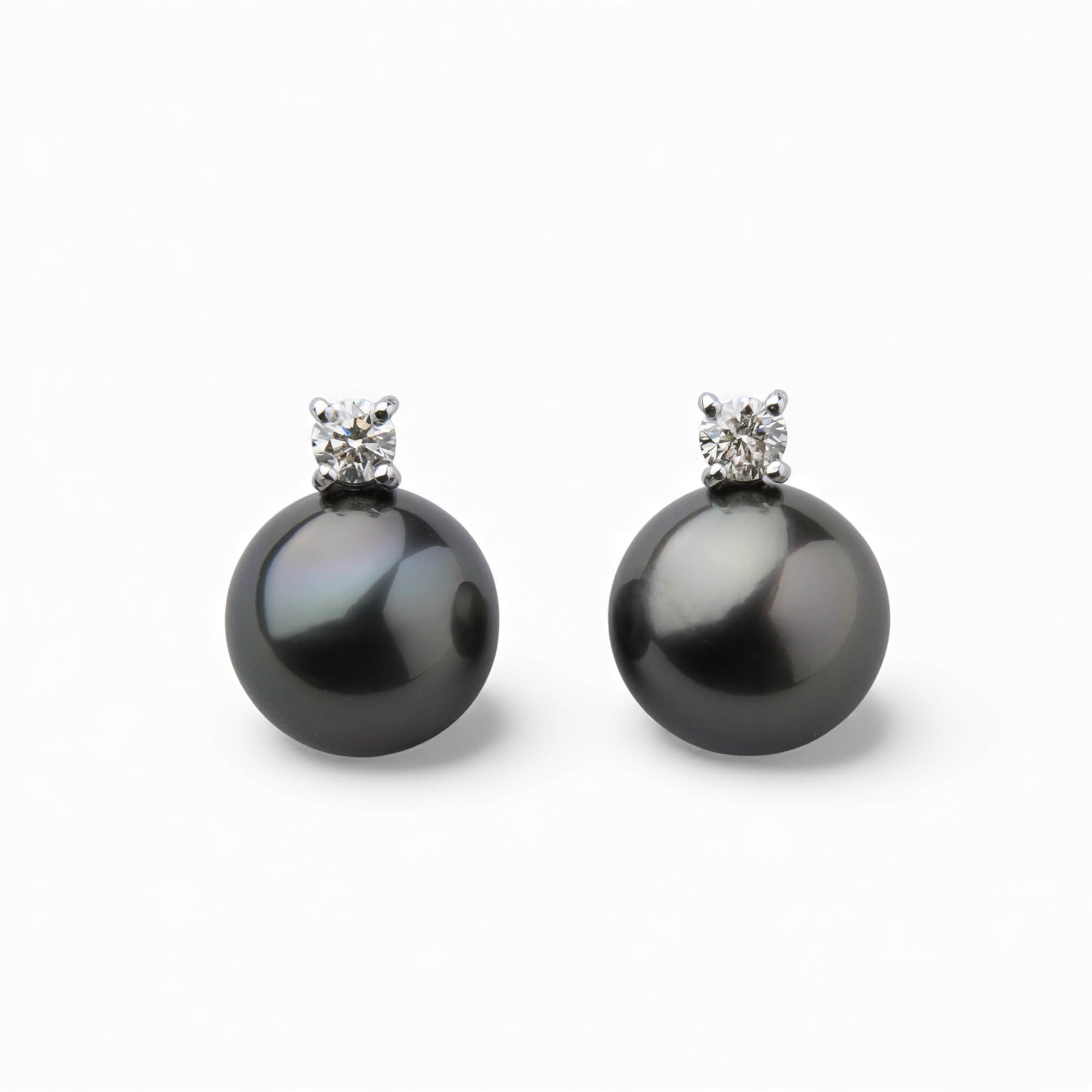 奢华大溪地黑珍珠耳环 9mm+ PT900/K18YG