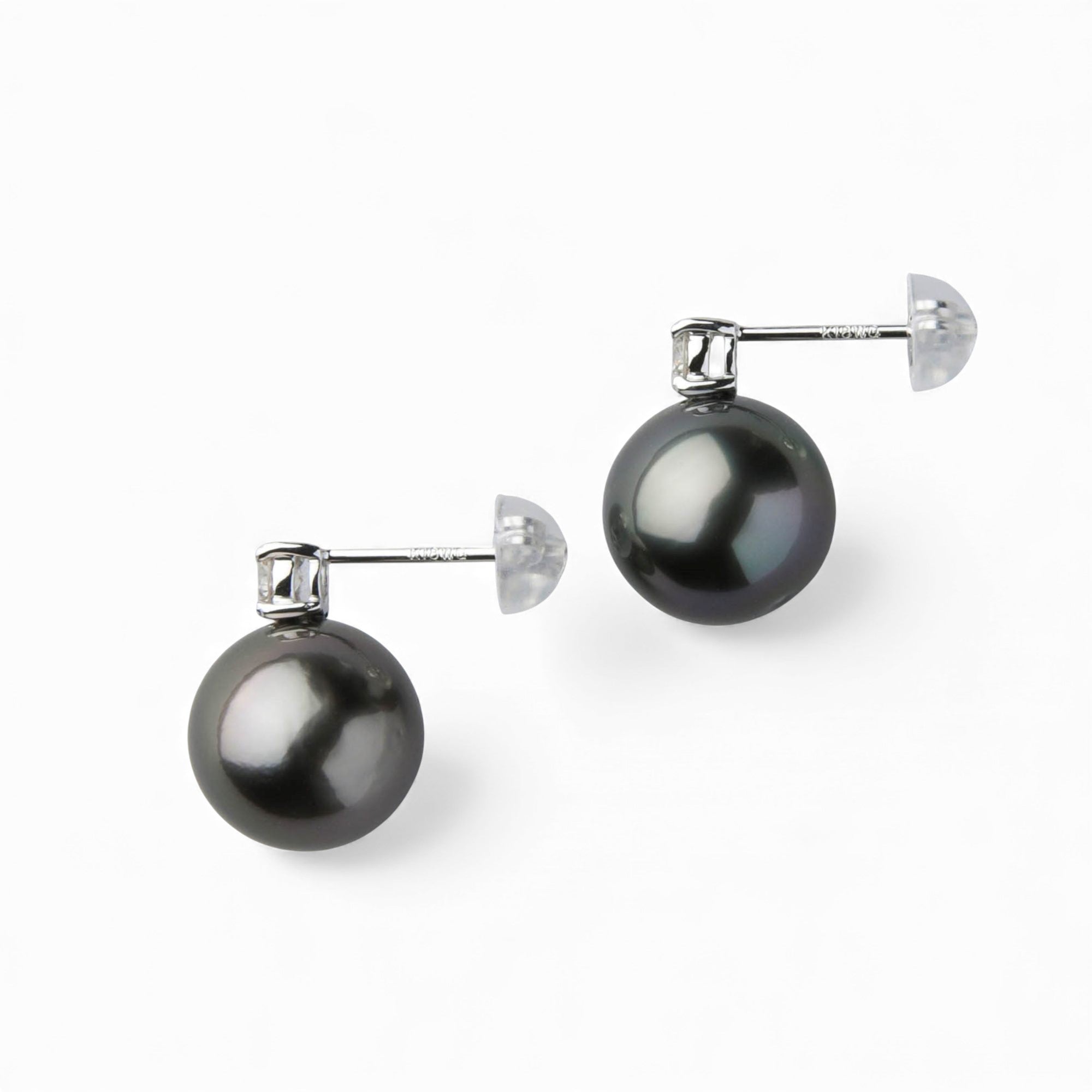 奢华大溪地黑珍珠耳环 9mm+ PT900/K18YG