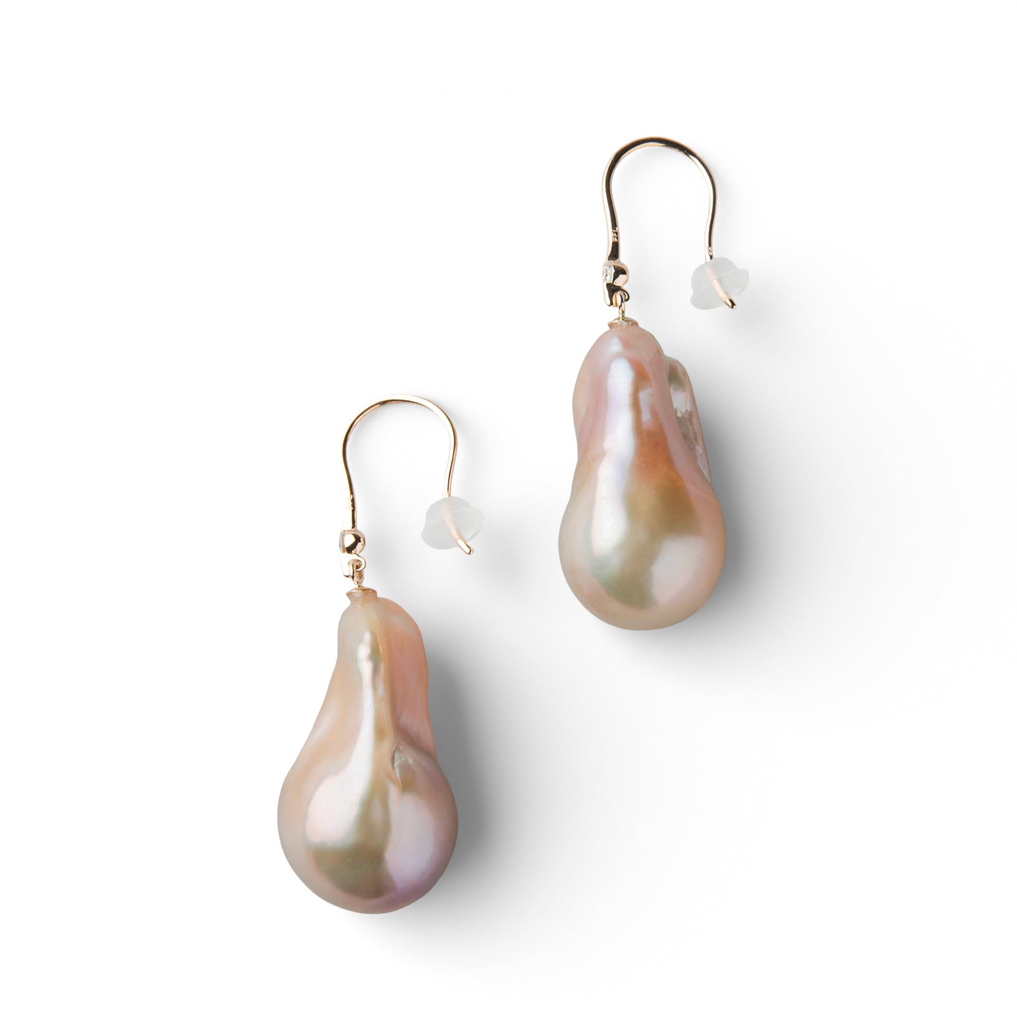 Unique+ Freshwater Baroque Pearl Hook Earrings 12mmUP K18YG Oyster