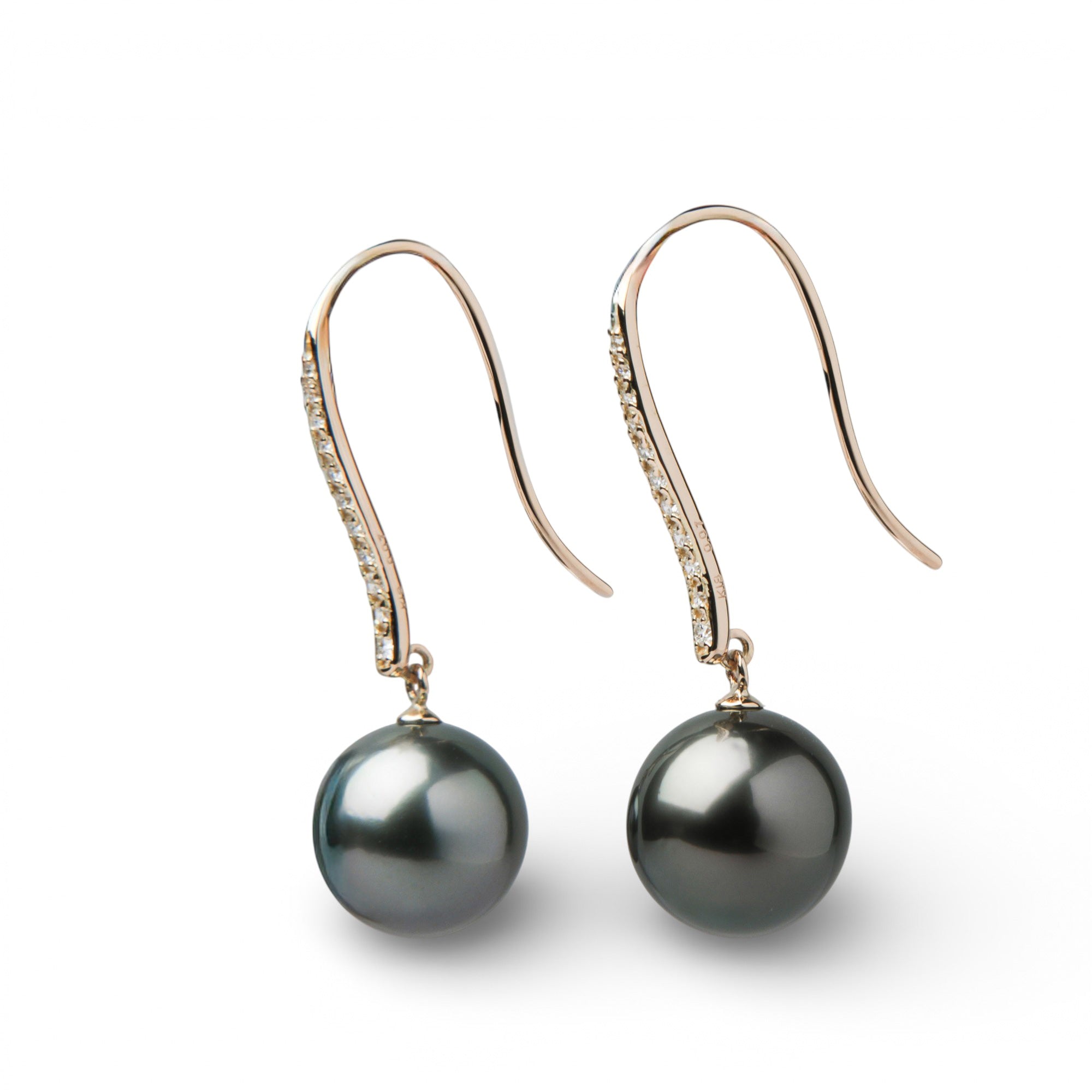 LUXE Tahitian Black Pearl Hook Earrings 9mmUP PT900/K18YG