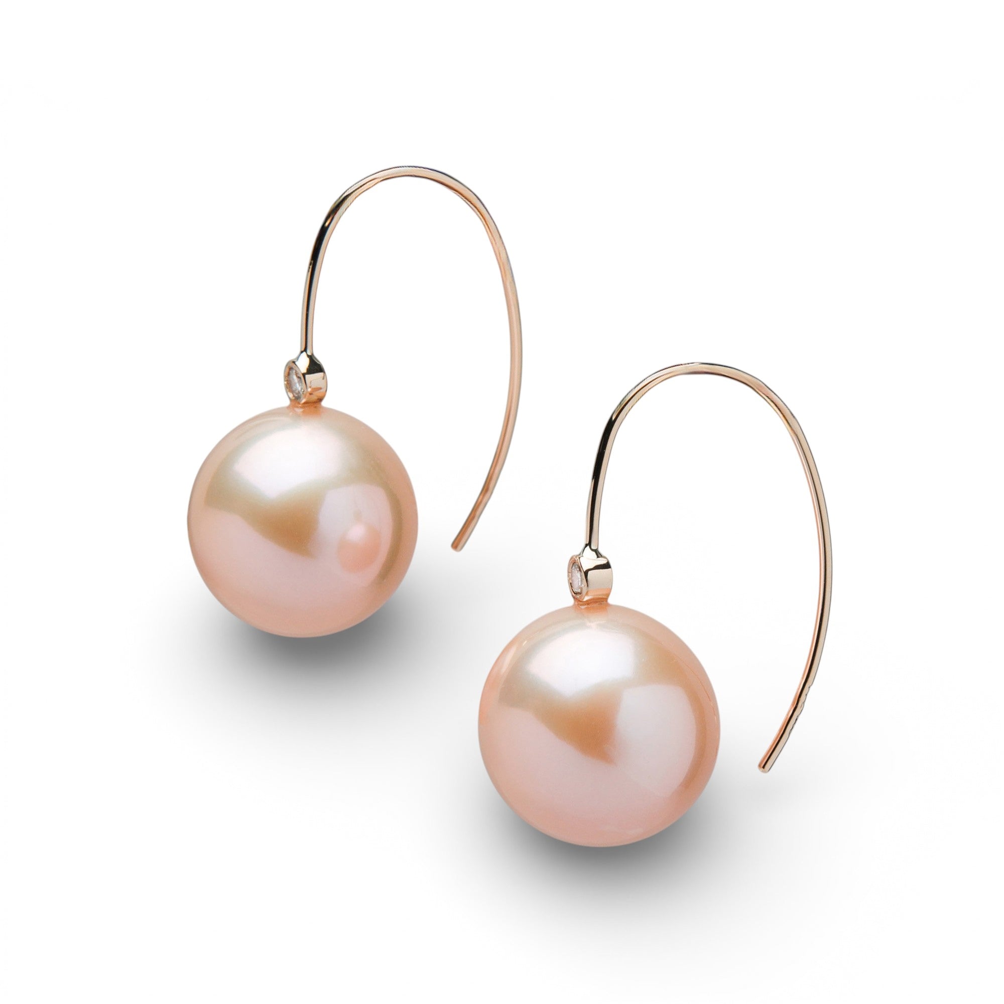 Mauvette Freshwater Nucleated Pearl Hook Earrings 11mmUP K18YG Orange