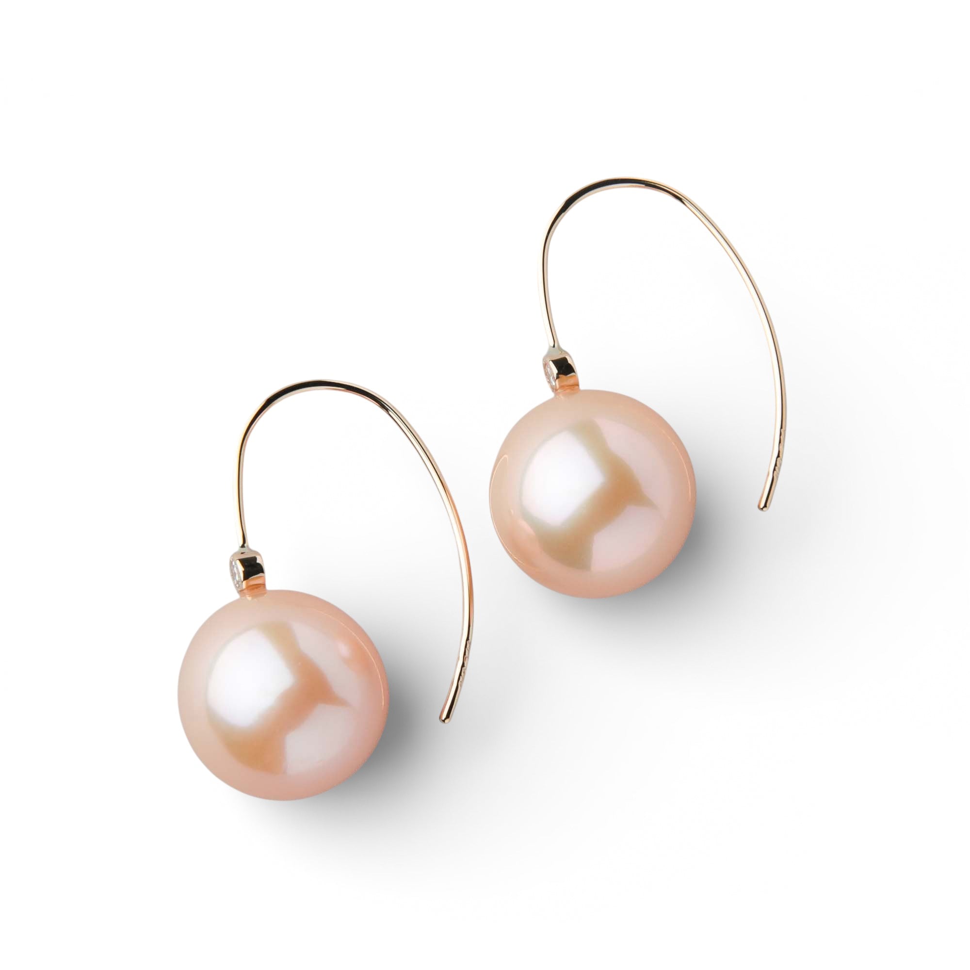 Mauvette Freshwater Nucleated Pearl Hook Earrings 11mmUP K18YG Orange
