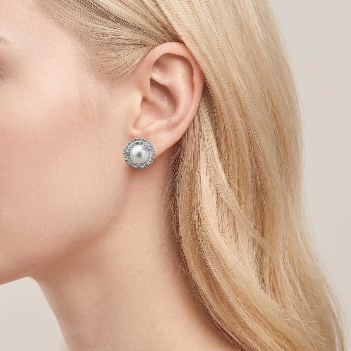 Aurora Tennyo Diamond Halo Earrings 8.5-9.0mm [WSP]