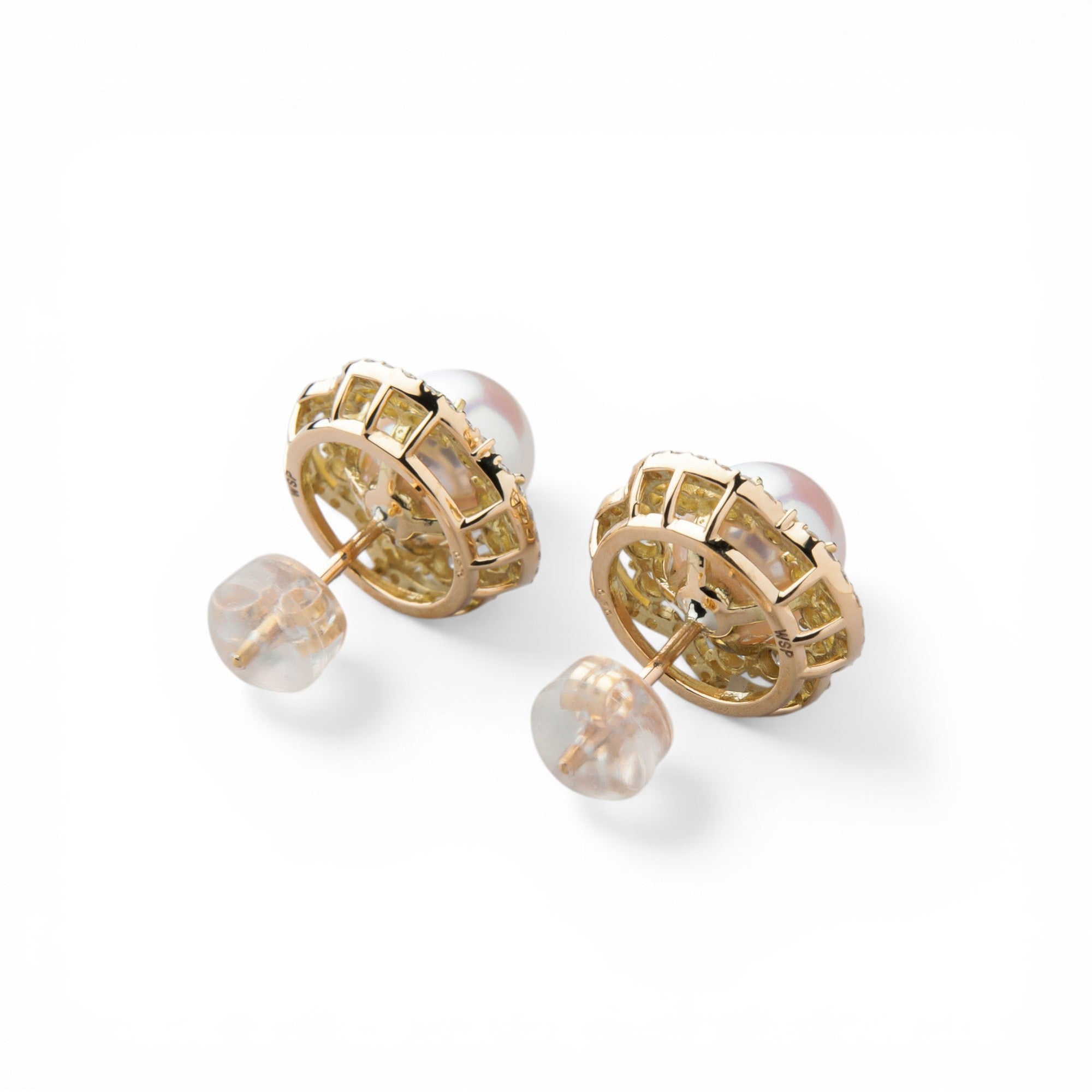 Aurora HANADAMA Akoya Pearl Diamond Earrings 7.0-7.5mm K18YG -TOP Quality-