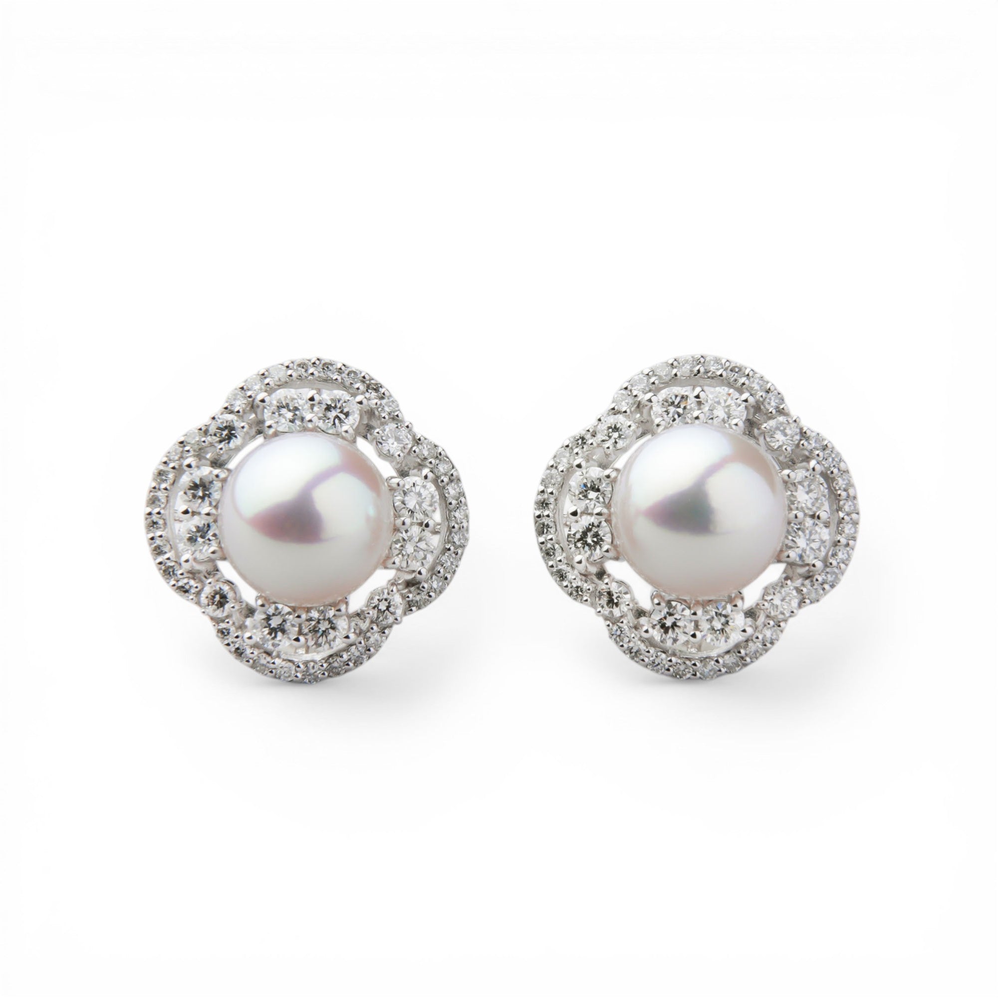 Aurora HANADAMA Akoya Pearl Diamond Earrings 7.0-7.5mm PT900 -TOP Quality-